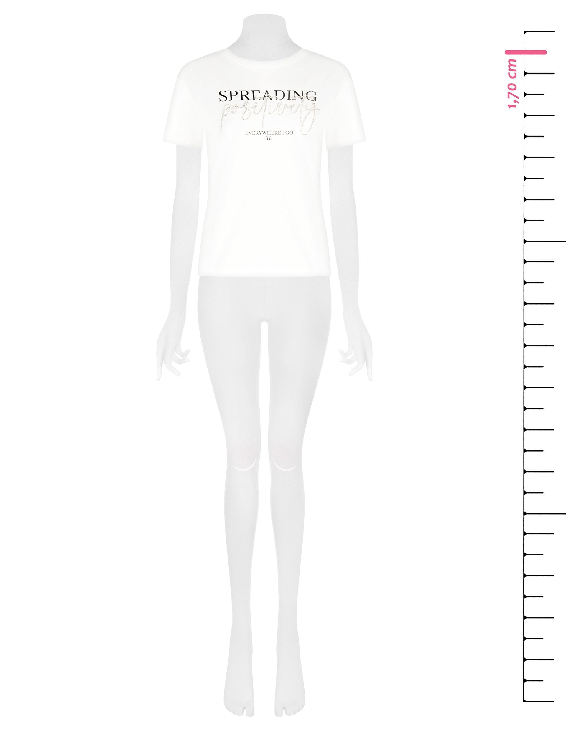 Cotton Regular T-Shirt with Sequined Slogan Rinascimento