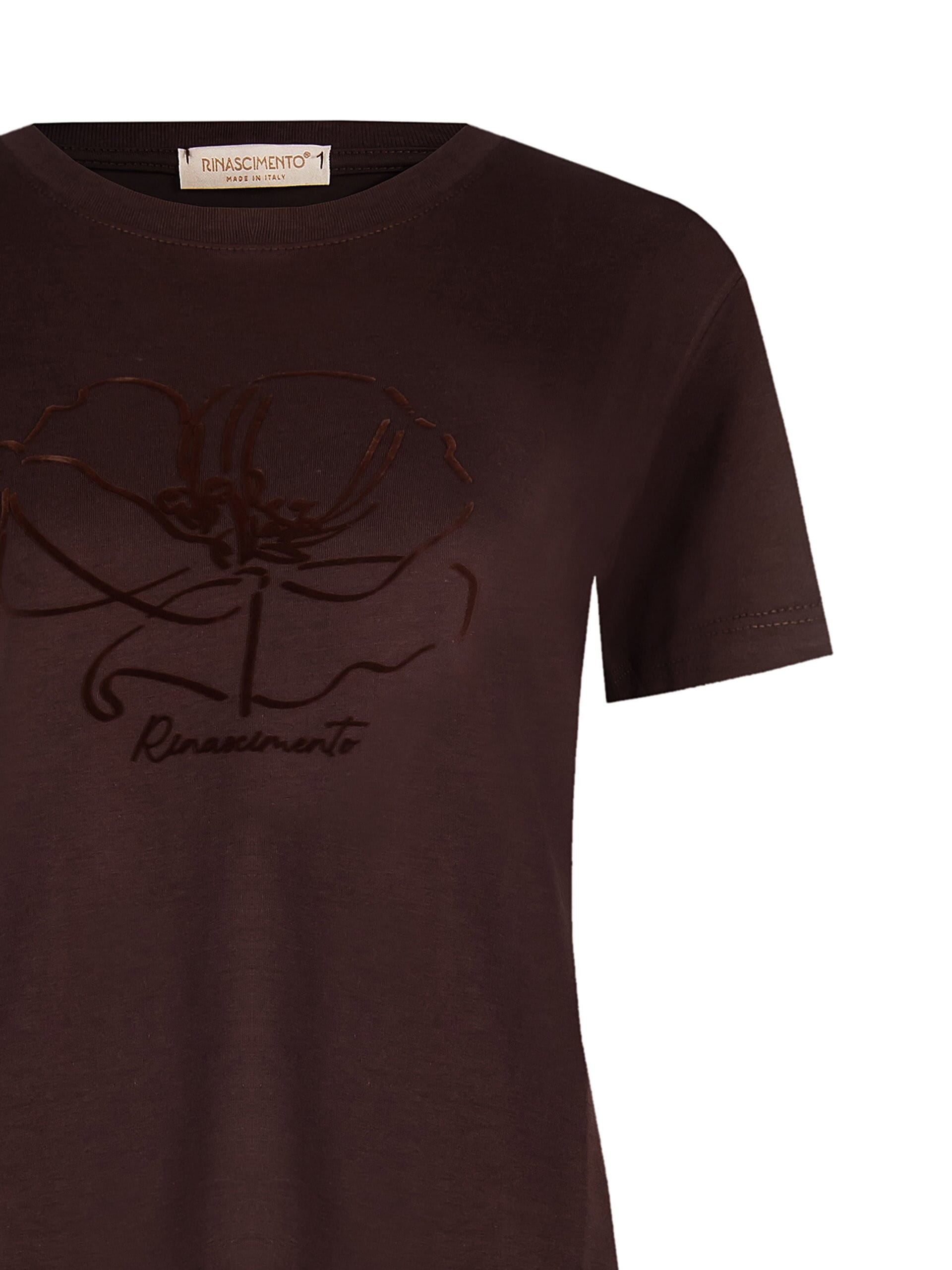 T-Shirt Regular In Cotone Con Stampa Fiore Floccato Rinascimento