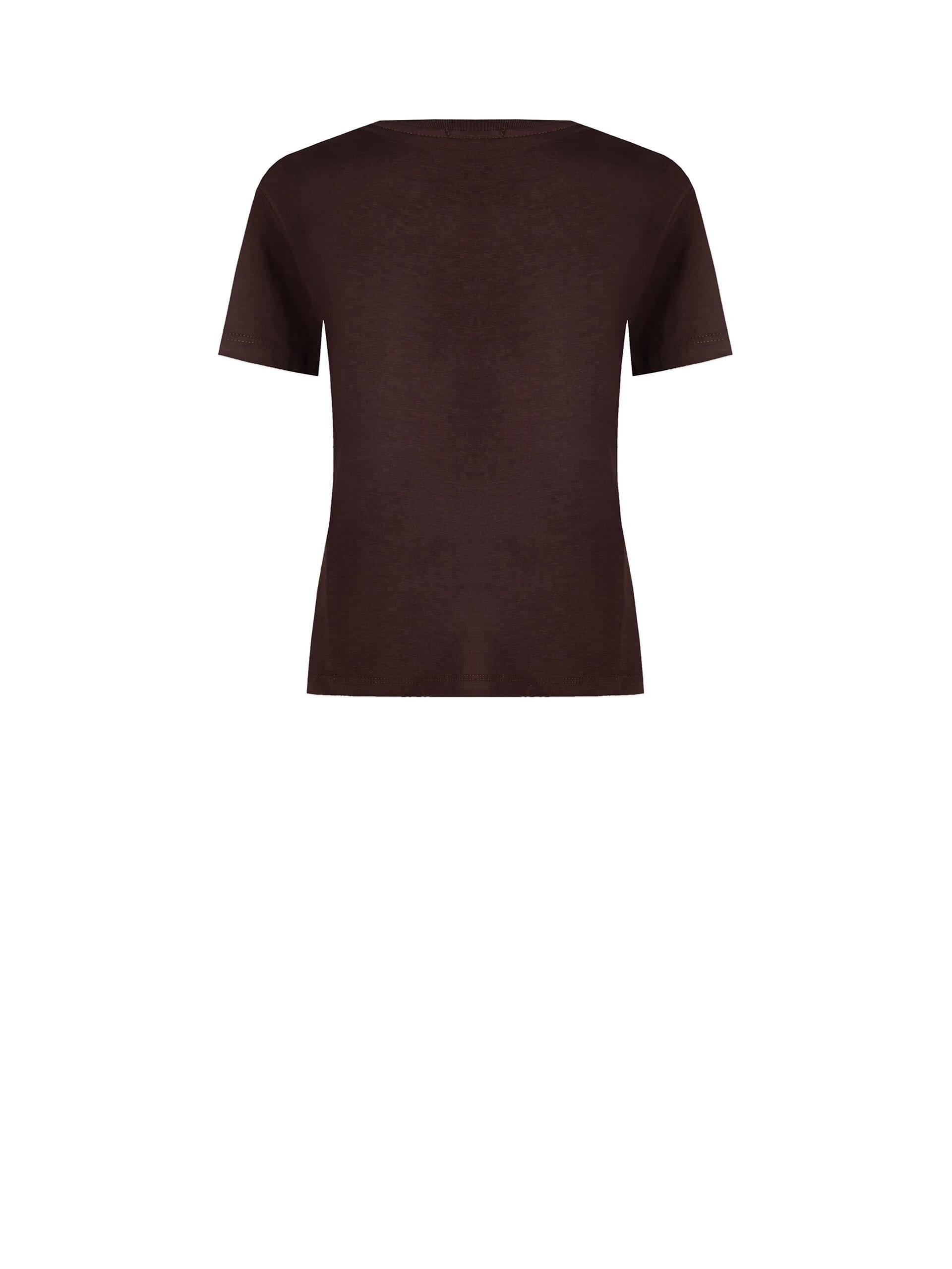 Regular Cotton T-Shirt with RR Logo Print and Flocked Flowers Rinascimento