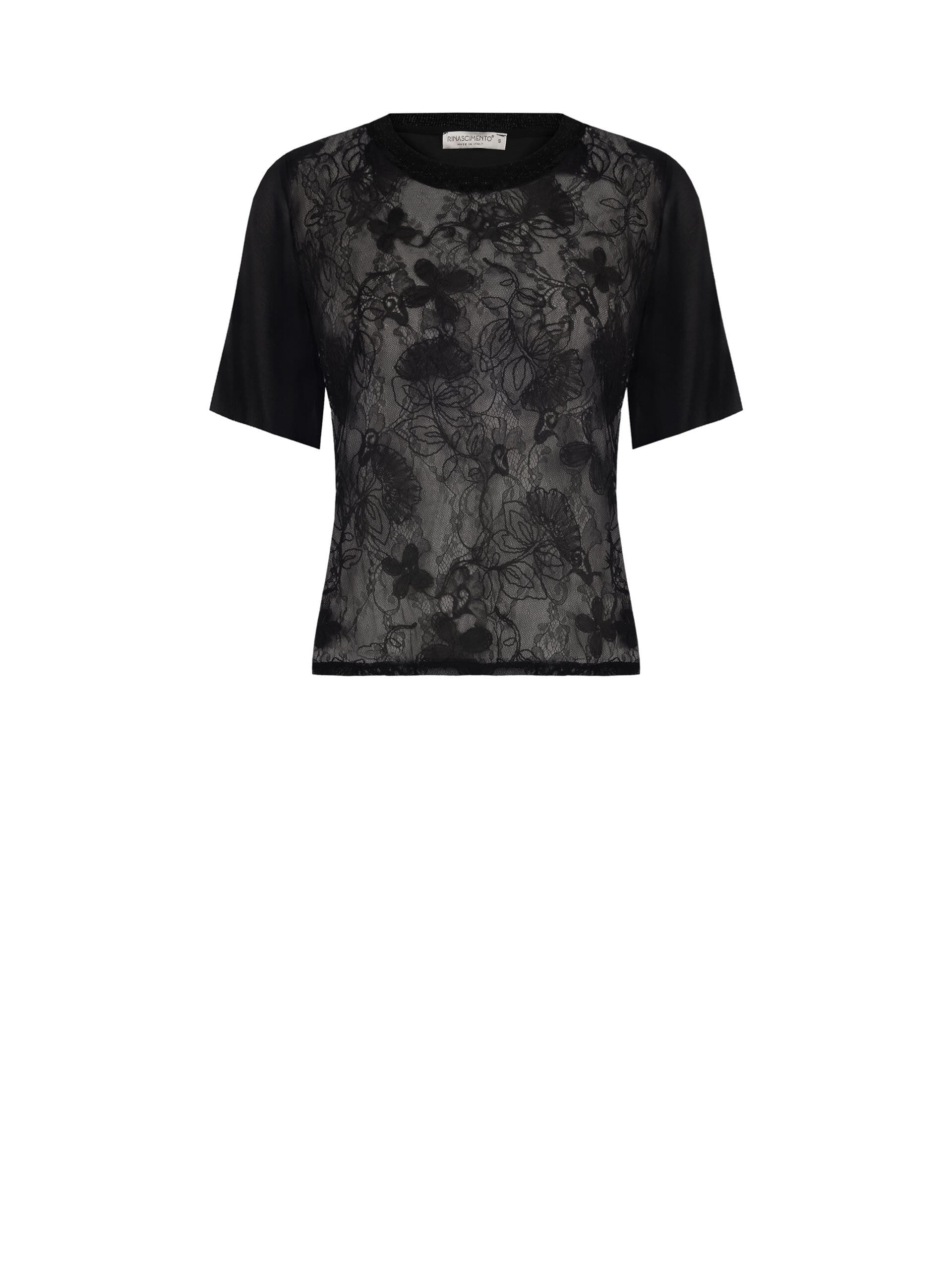 T-Shirt In Pizzo Ricamato E Georgette Rinascimento