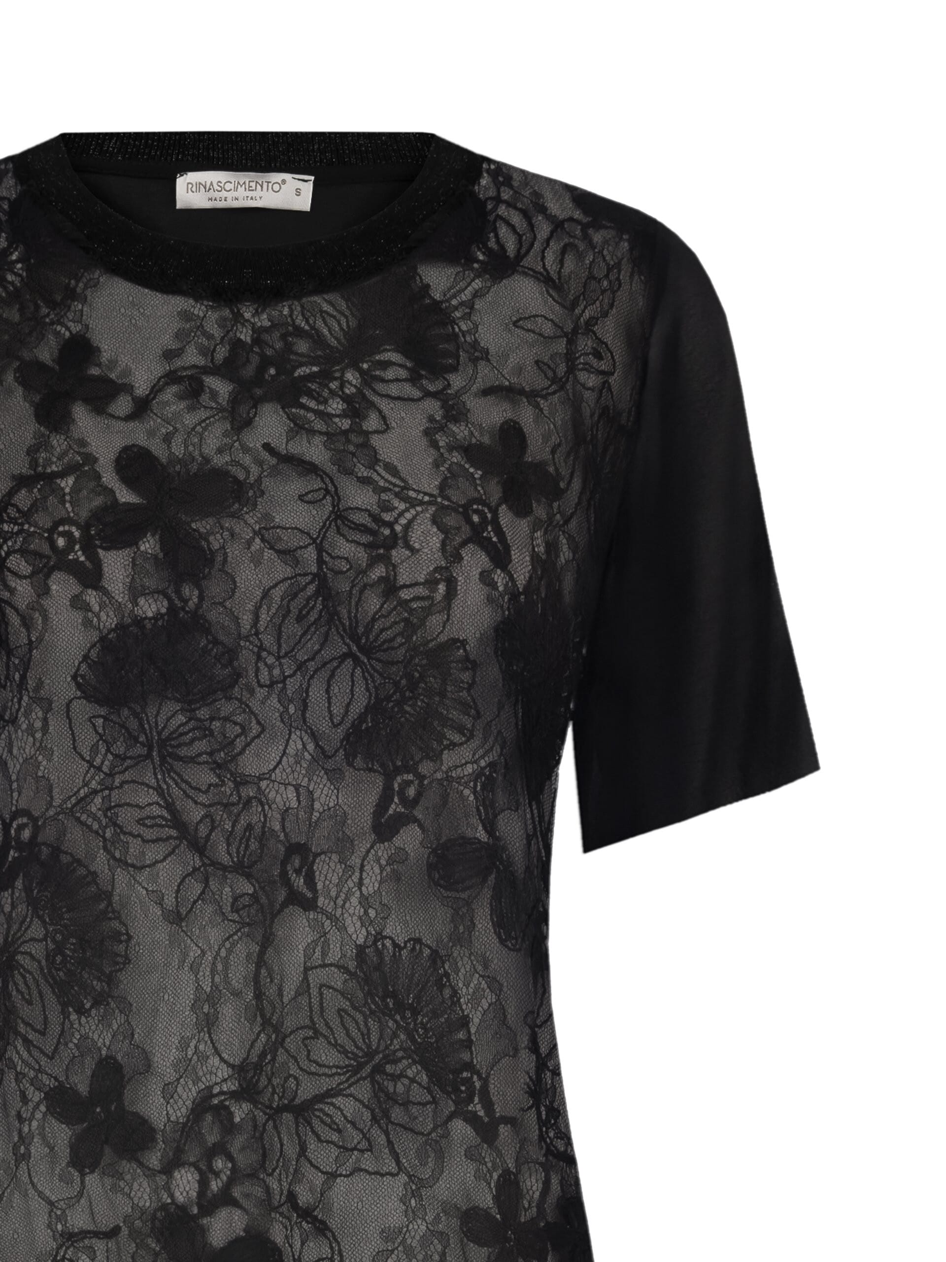 T-Shirt In Pizzo Ricamato E Georgette Rinascimento