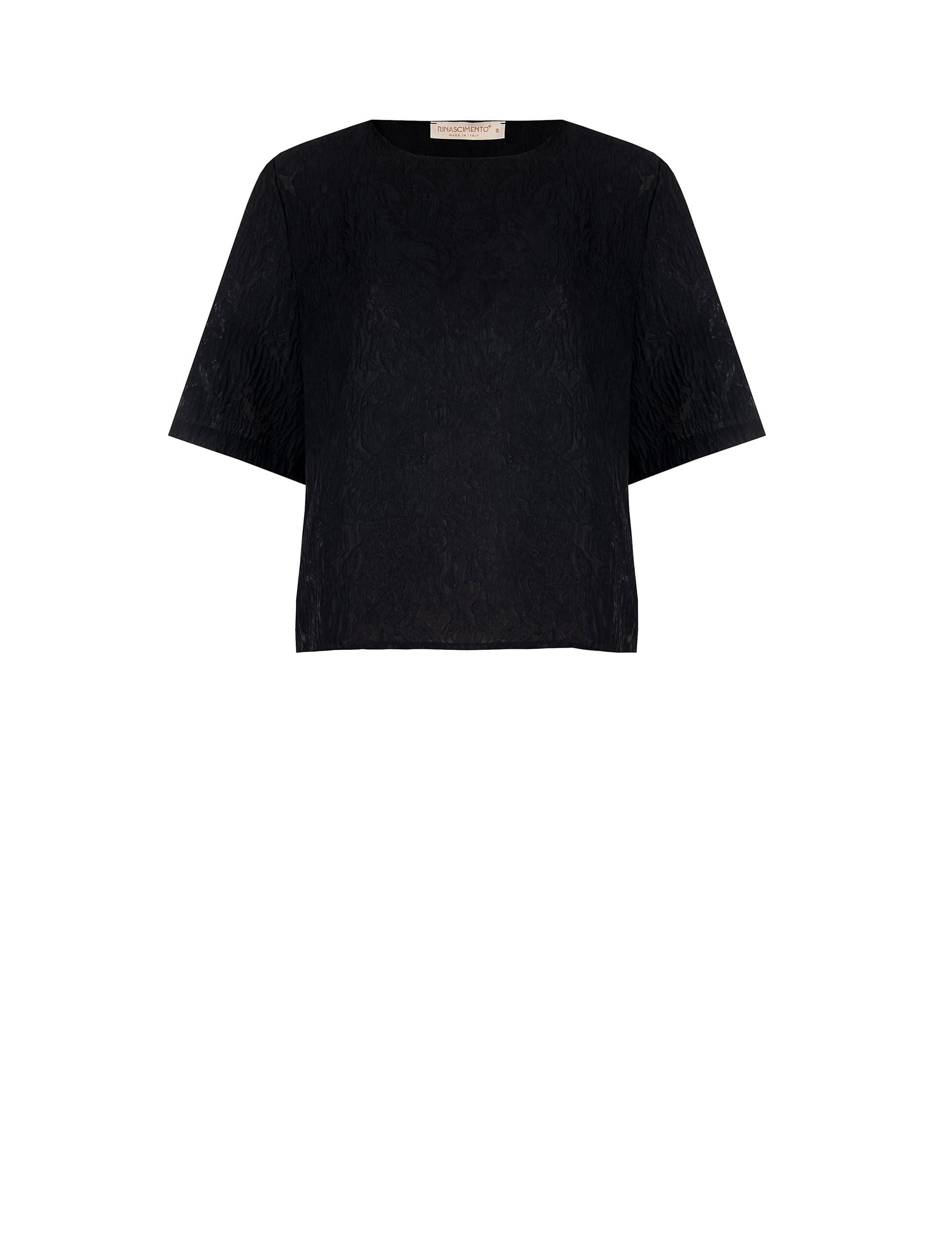 T-Shirt Over In Jacquard A Motivo Floreale In Rilievo Rinascimento