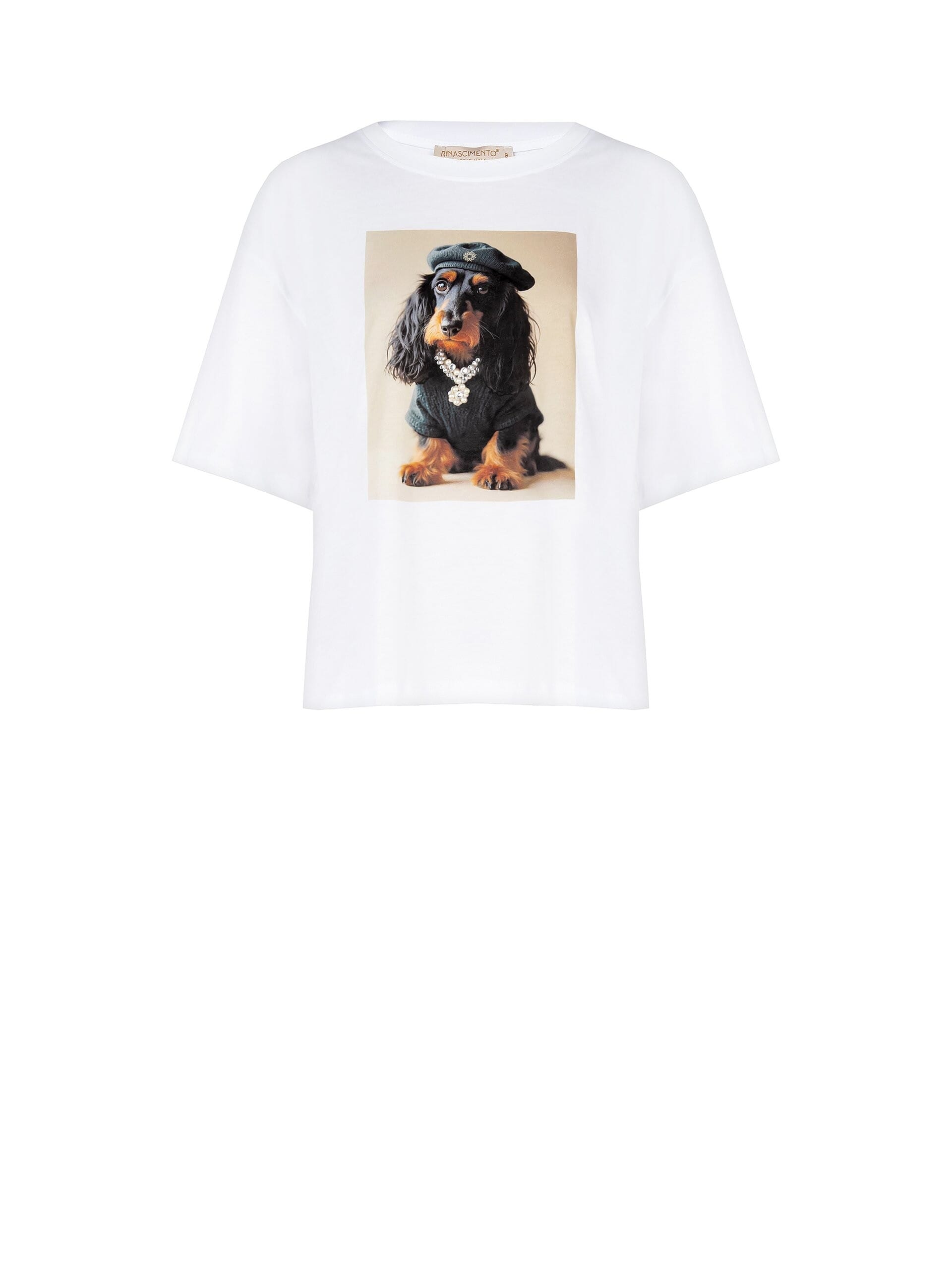 T-Shirt régulier en coton mélangé avec imprimé chien Rinascimento