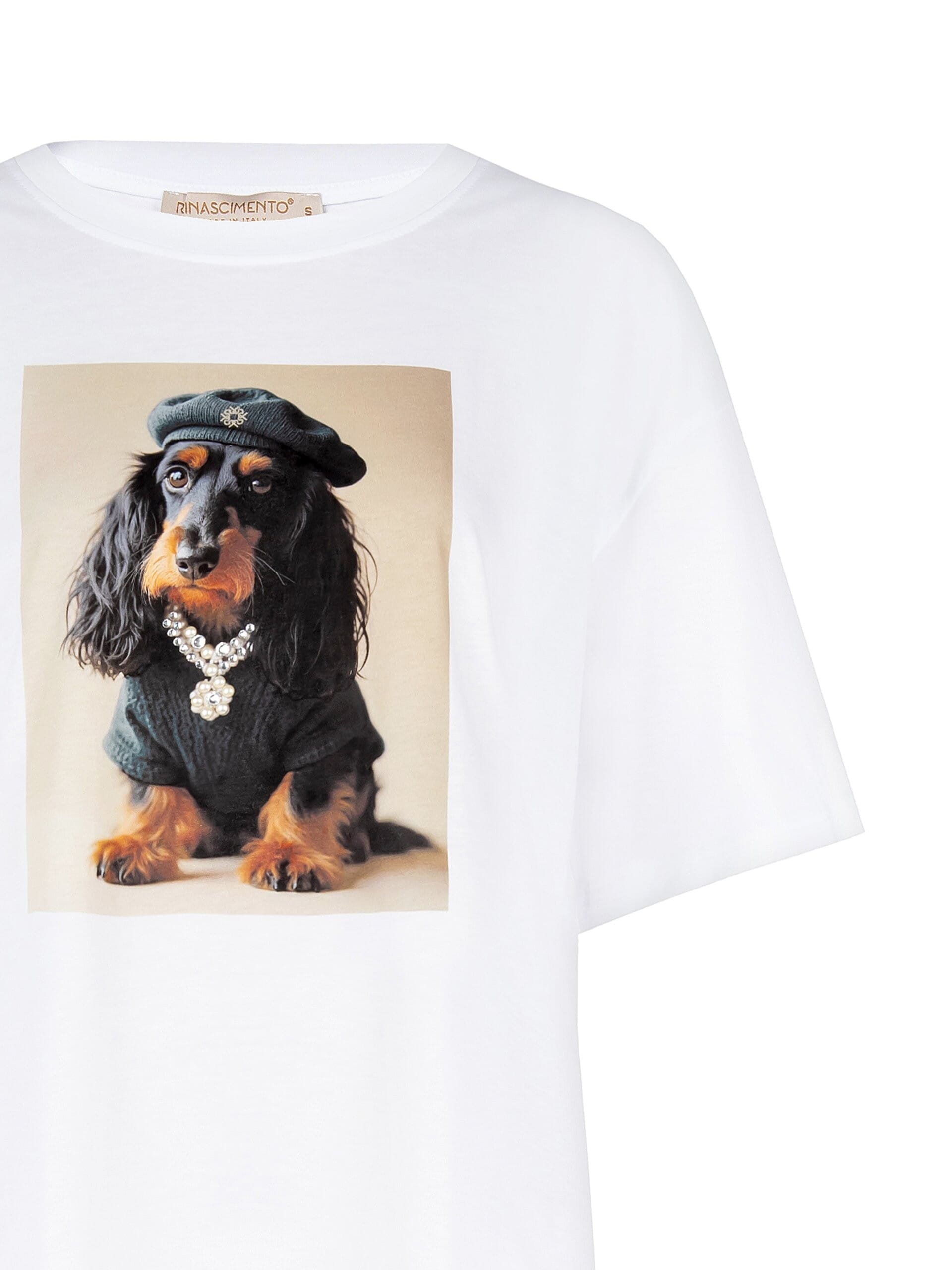 T-Shirt régulier en coton mélangé avec imprimé chien Rinascimento