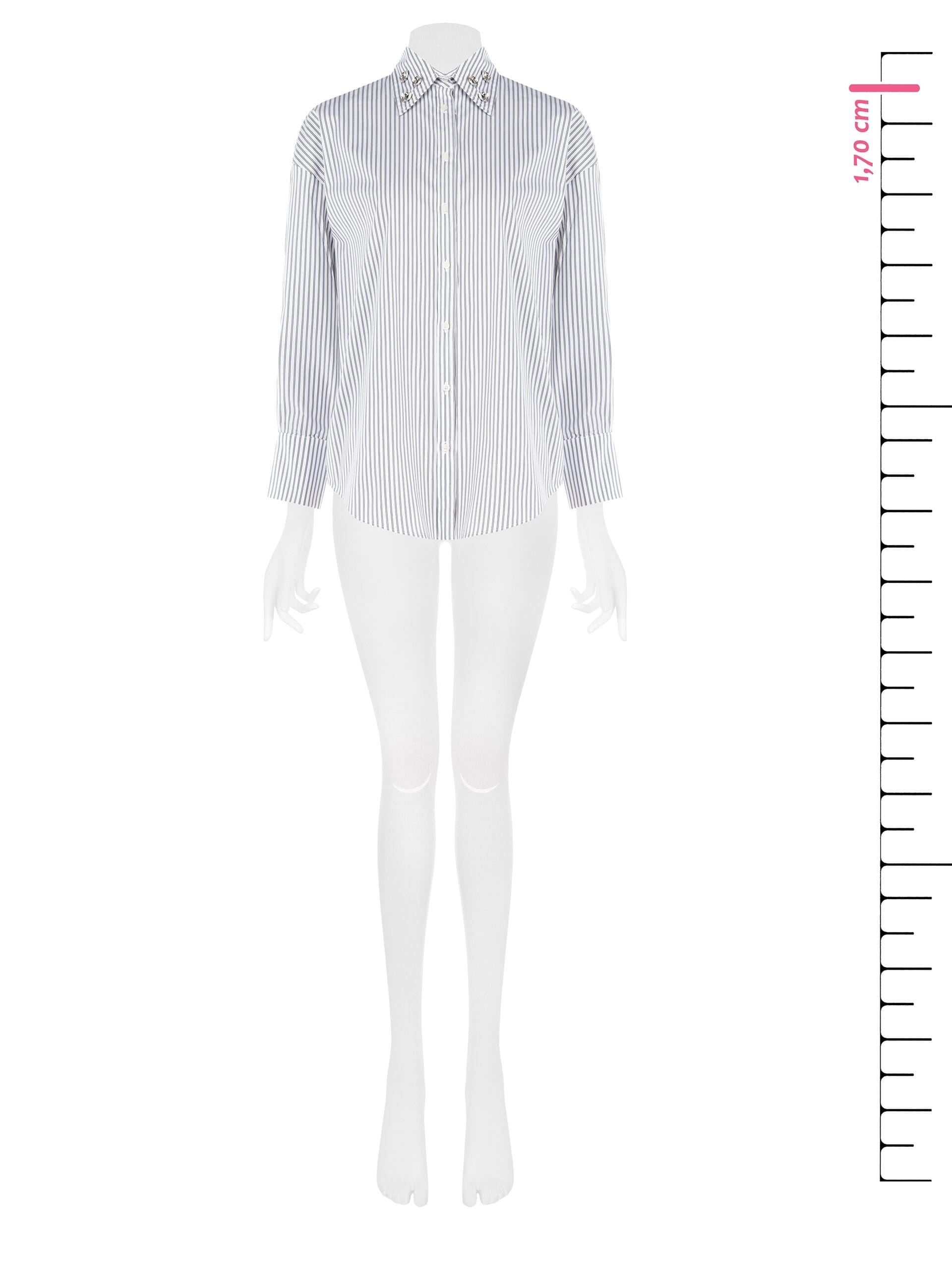 Camicia Over In Misto Cotone Con Cristalli Cabochon Sul Colletto Rinascimento