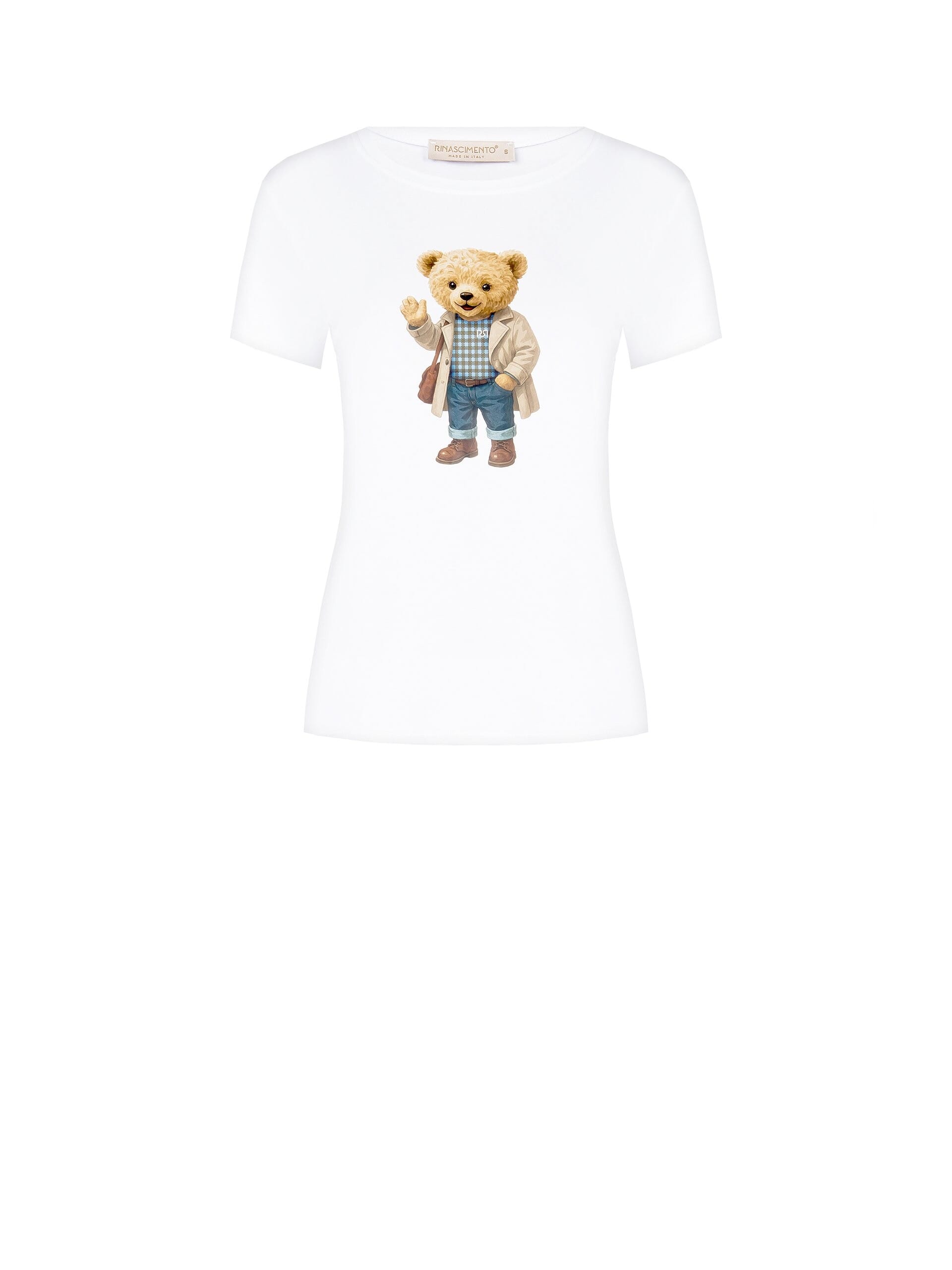 T-Shirt régulier en coton mélangé avec imprimé ours Rinascimento