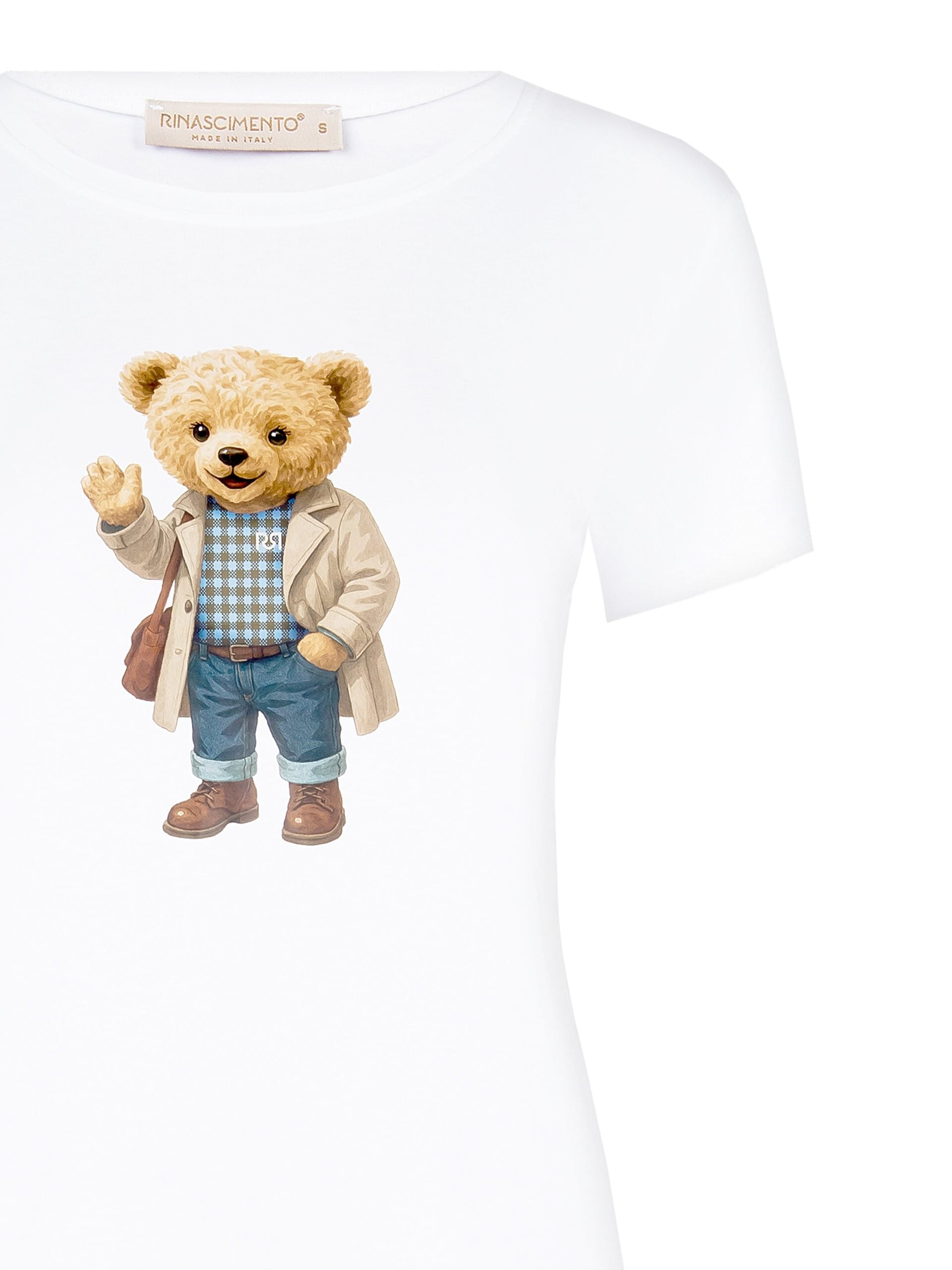 T-Shirt régulier en coton mélangé avec imprimé ours Rinascimento