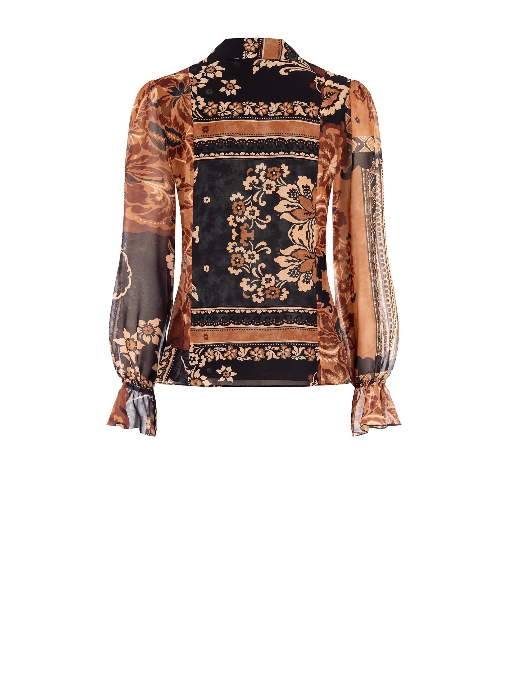 Blusa Ampia In Georgette Scollo A V Con Catena E Nappe Rinascimento