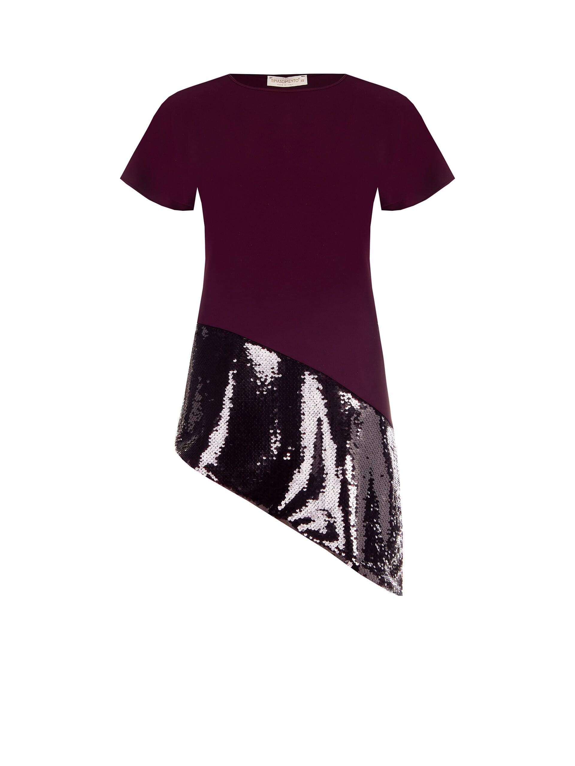 Blusa Ampia Asimmetrica In Tessuto Fluido Con Paillettes Rinascimento