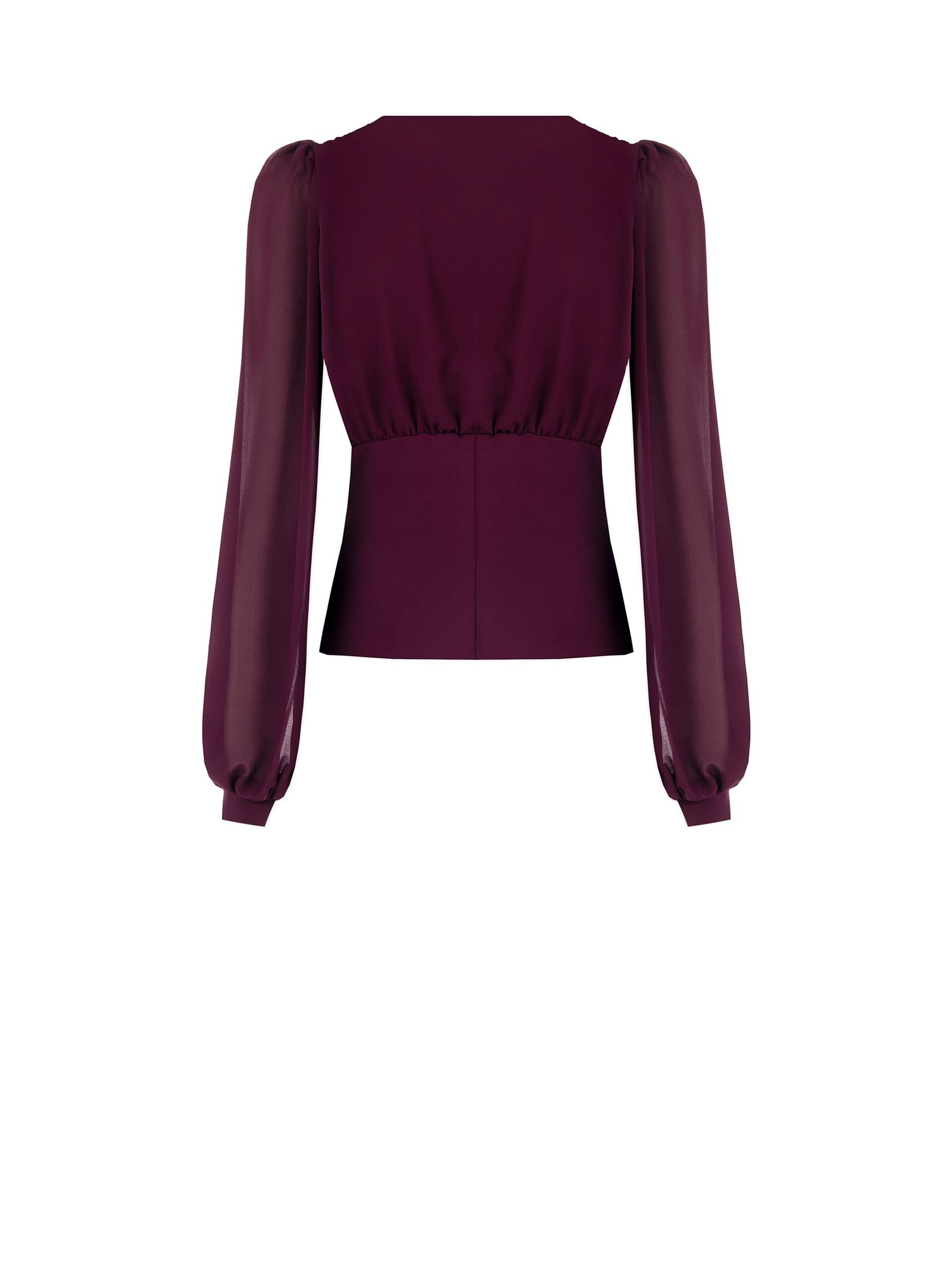 Chemisier ajusté en crêpe de scuba avec encolure en V croisée et boutons Rinascimento