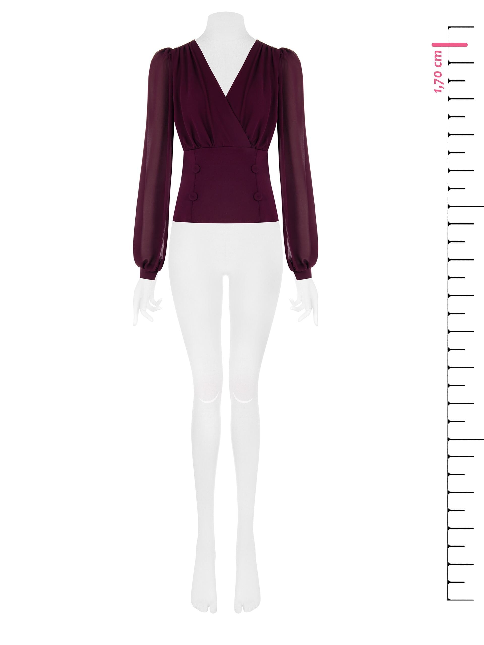 Chemisier ajusté en crêpe de scuba avec encolure en V croisée et boutons Rinascimento