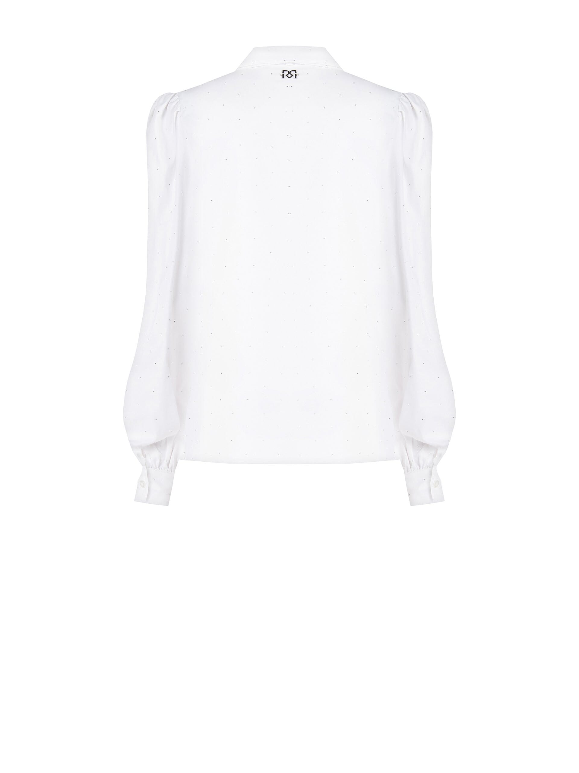 Chemise large en coton mélangé recouverte de petits strass avec nœud Rinascimento