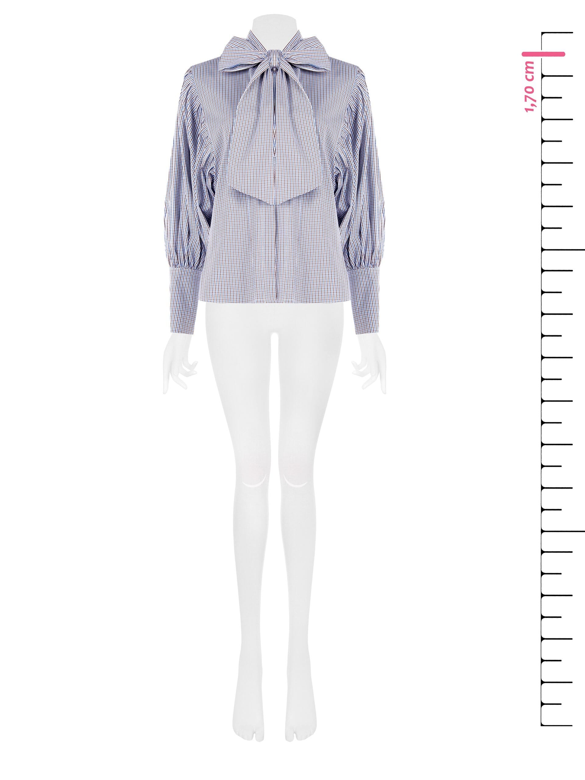 Camicia Ampia In Misto Cotone A Quadretti Con Maxi Maniche E Fiocco Rinascimento