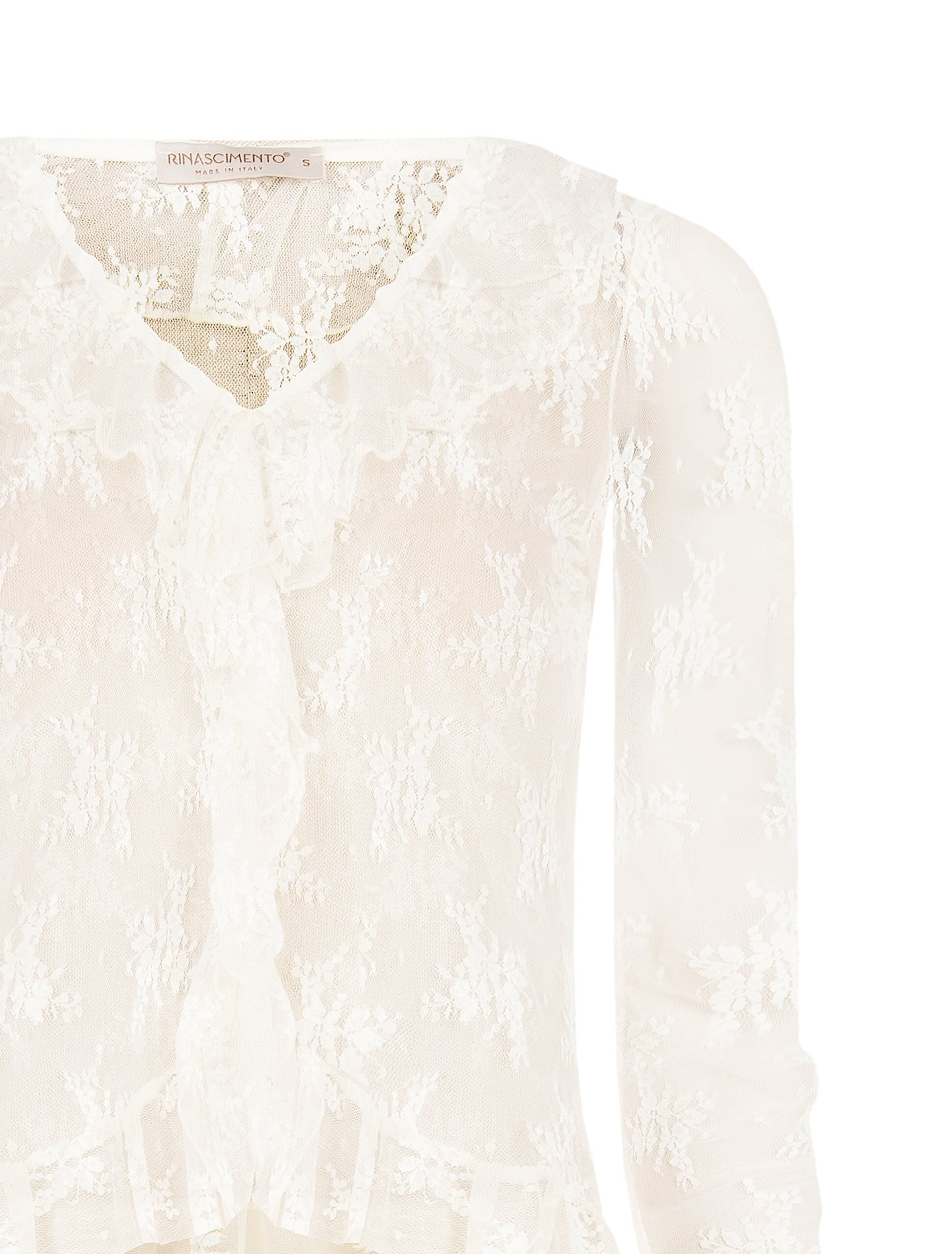 Rinascimento - Top plissé en dentelle à col en V avec volants