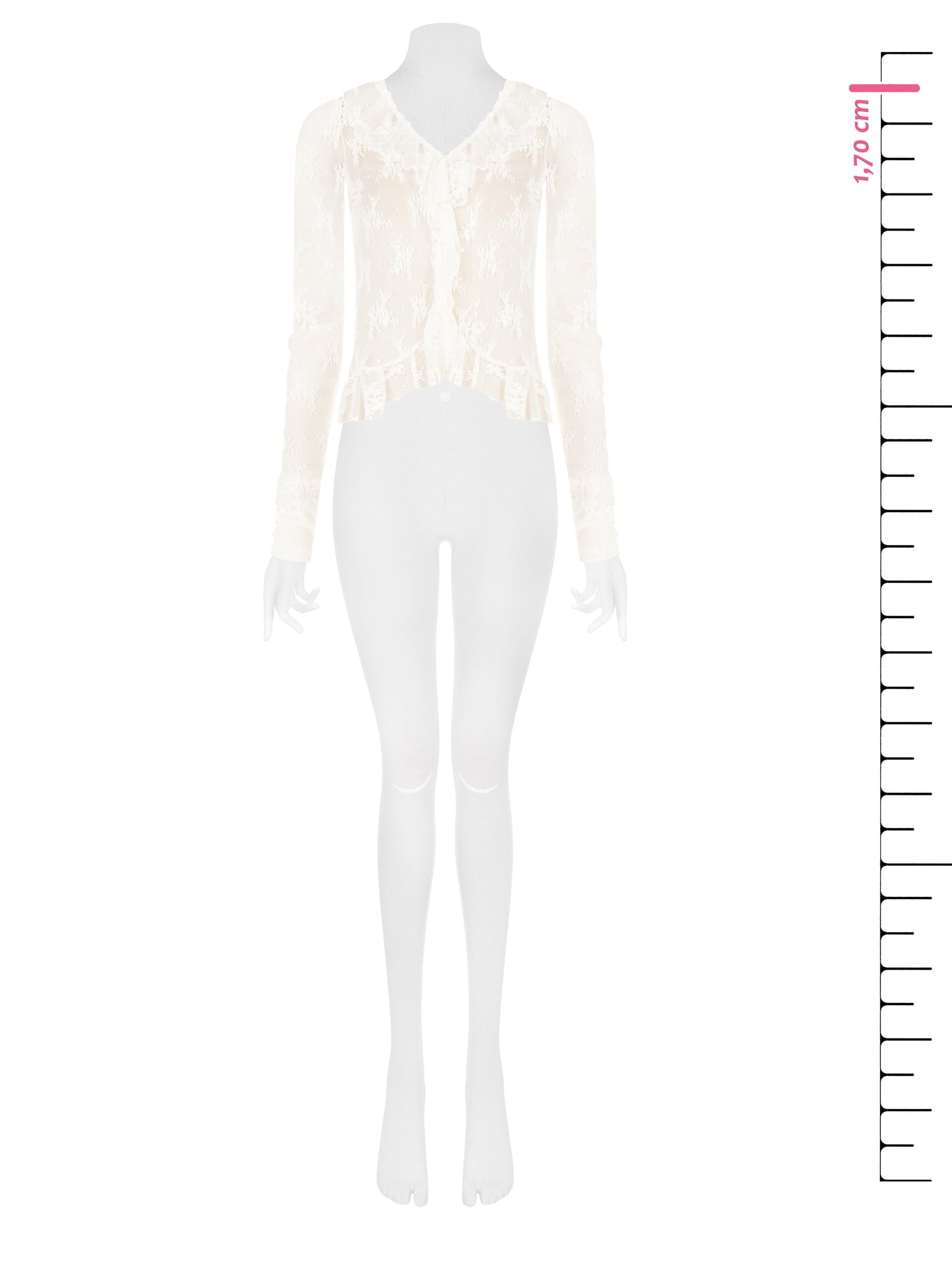 Rinascimento - Top plissé en dentelle à col en V avec volants