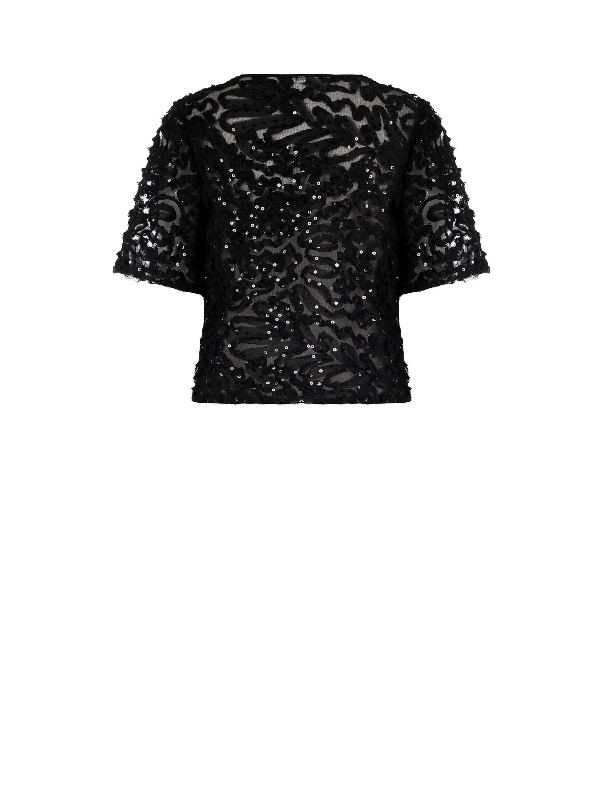 Blusa Over In Tulle Con Ricami E Paillettes Rinascimento