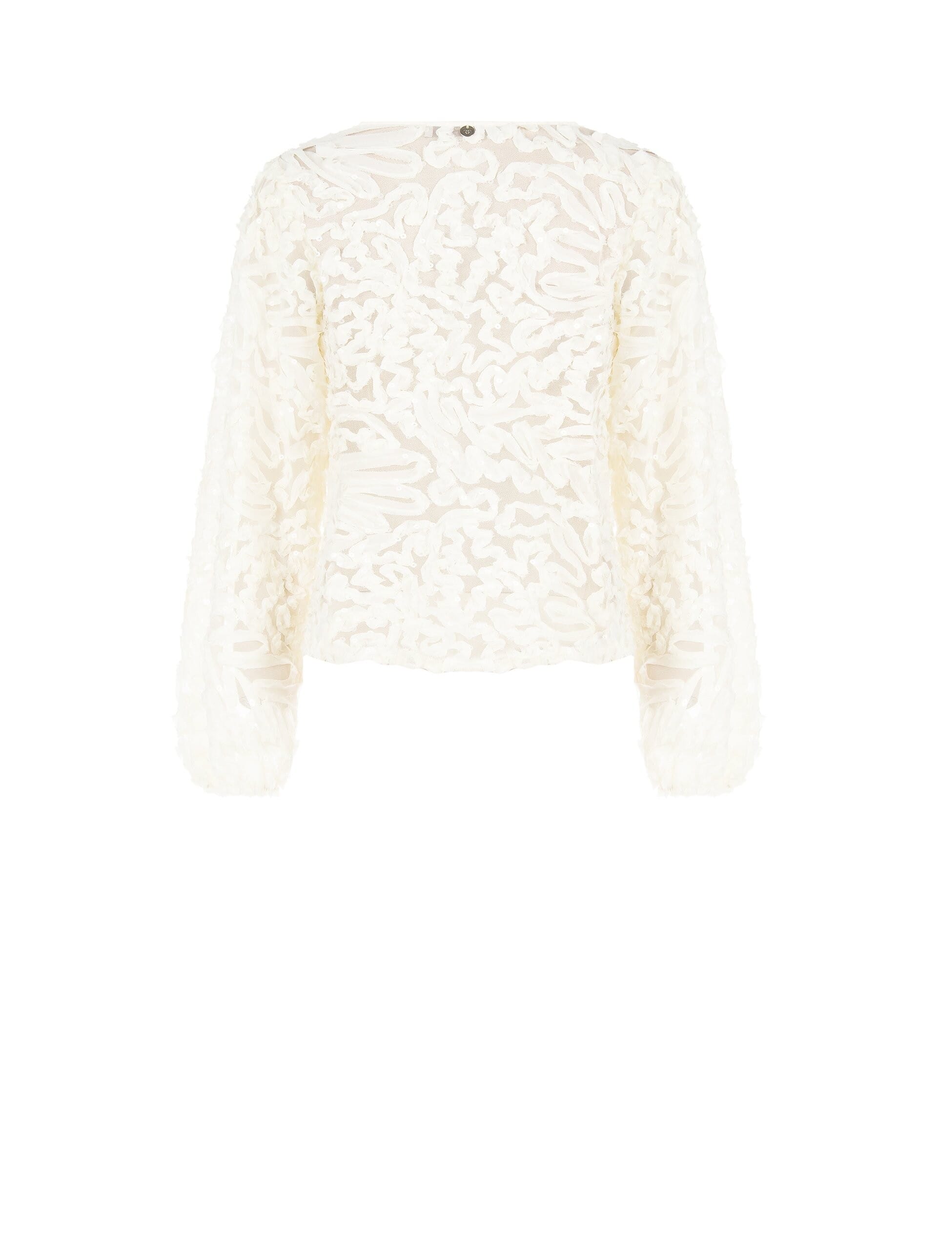 Blusa In Tulle Con Ricami E Paillettes Rinascimento