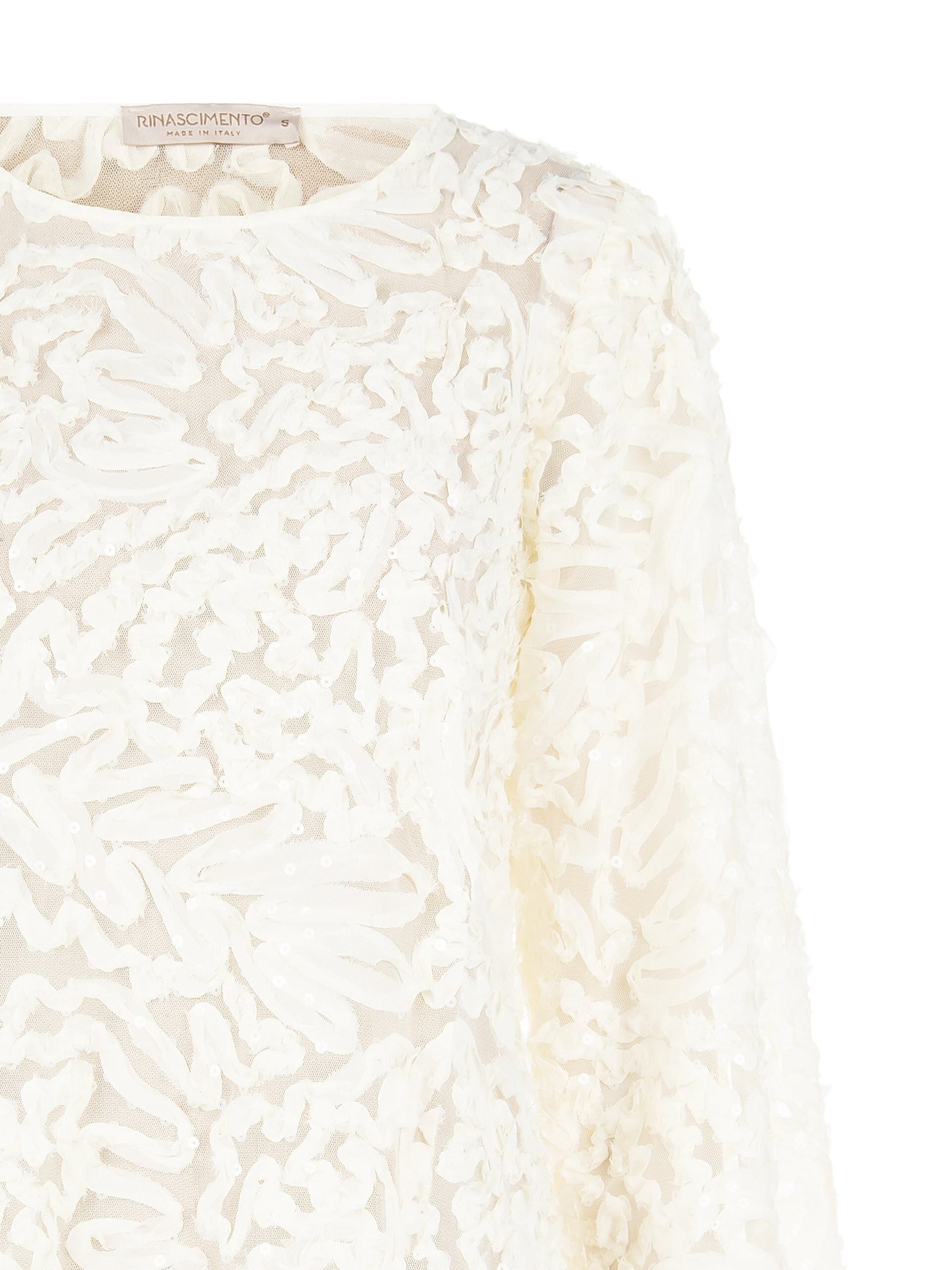 Blusa In Tulle Con Ricami E Paillettes Rinascimento