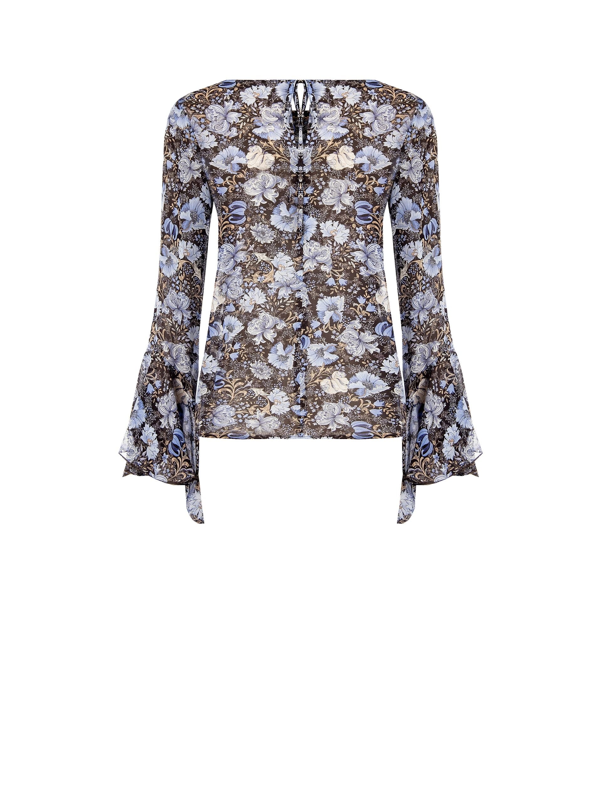 Chemisier plissé en géorgette à manches cloche Rinascimento