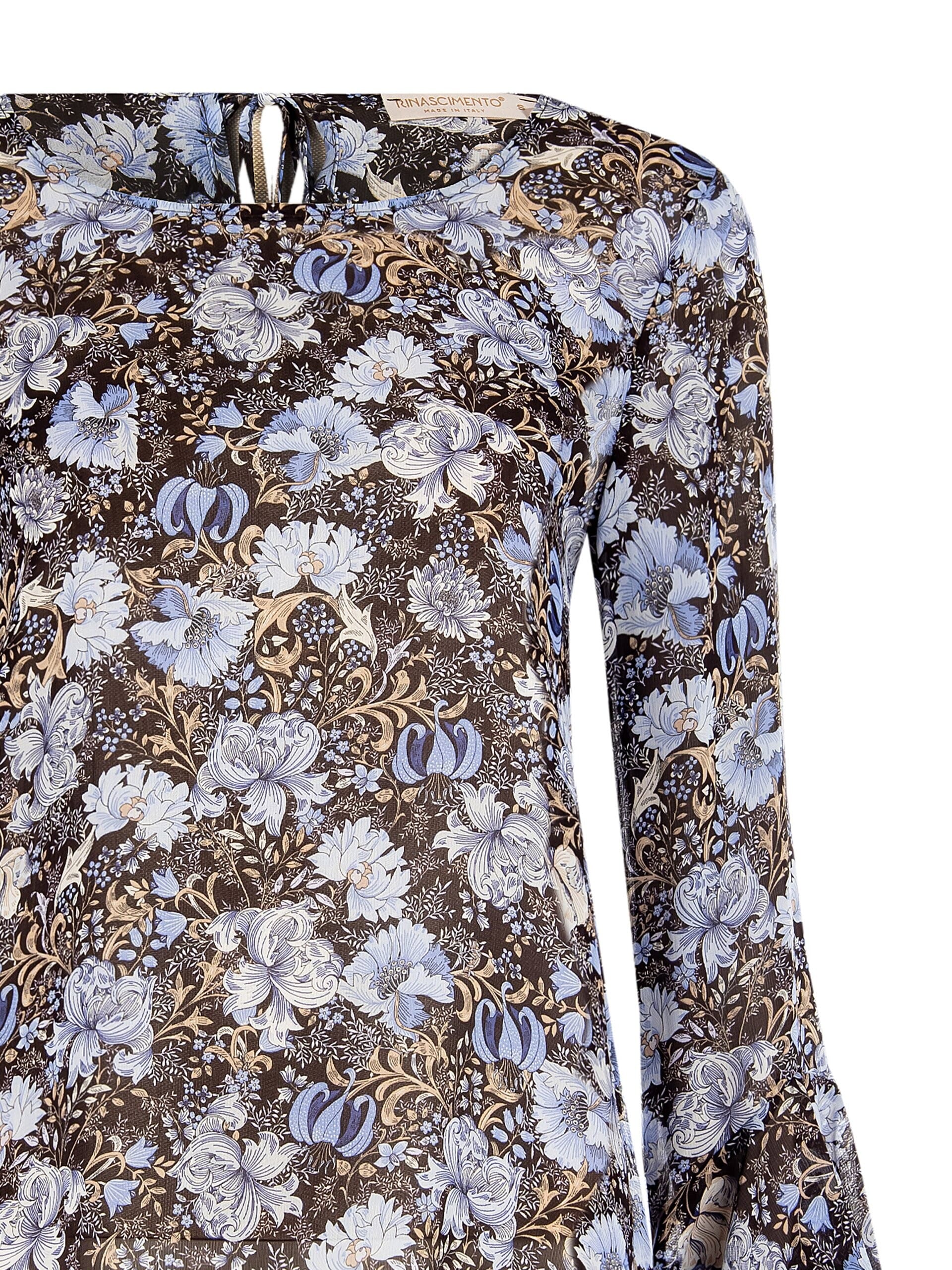 Chemisier plissé en géorgette à manches cloche Rinascimento