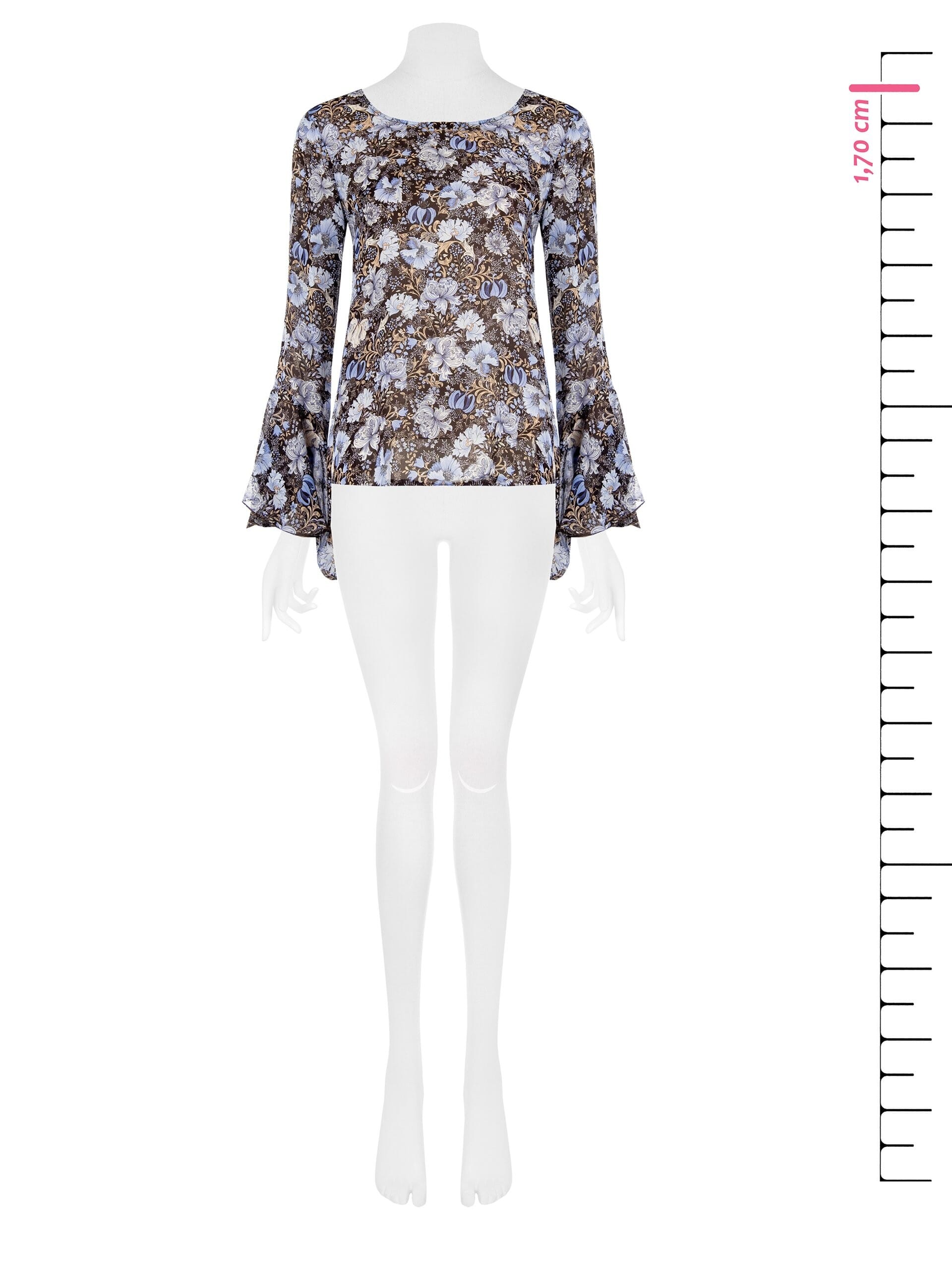 Chemisier plissé en géorgette à manches cloche Rinascimento