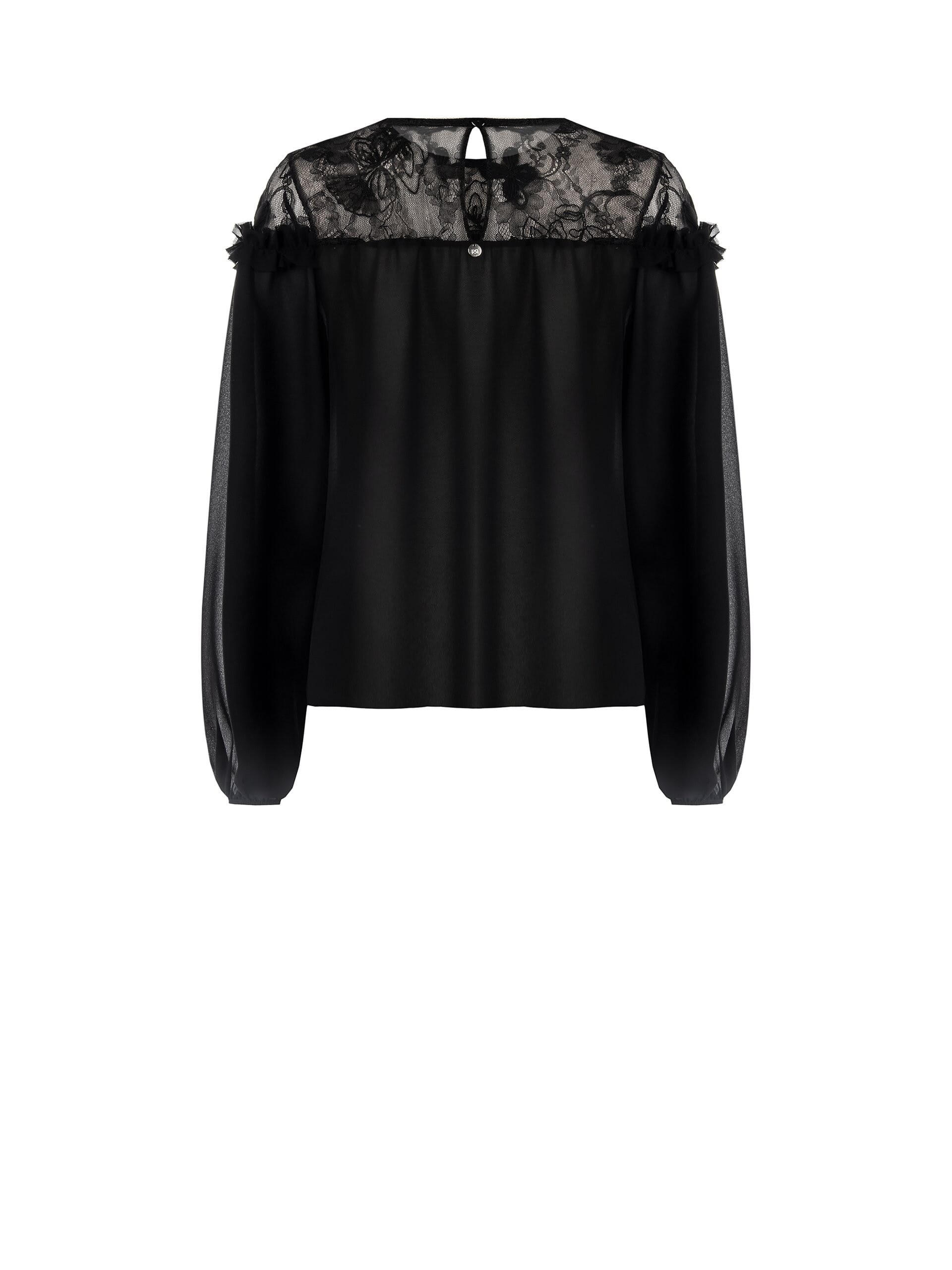 Blusa Ampia In Georgette Con Inserto In Pizzo Rinascimento