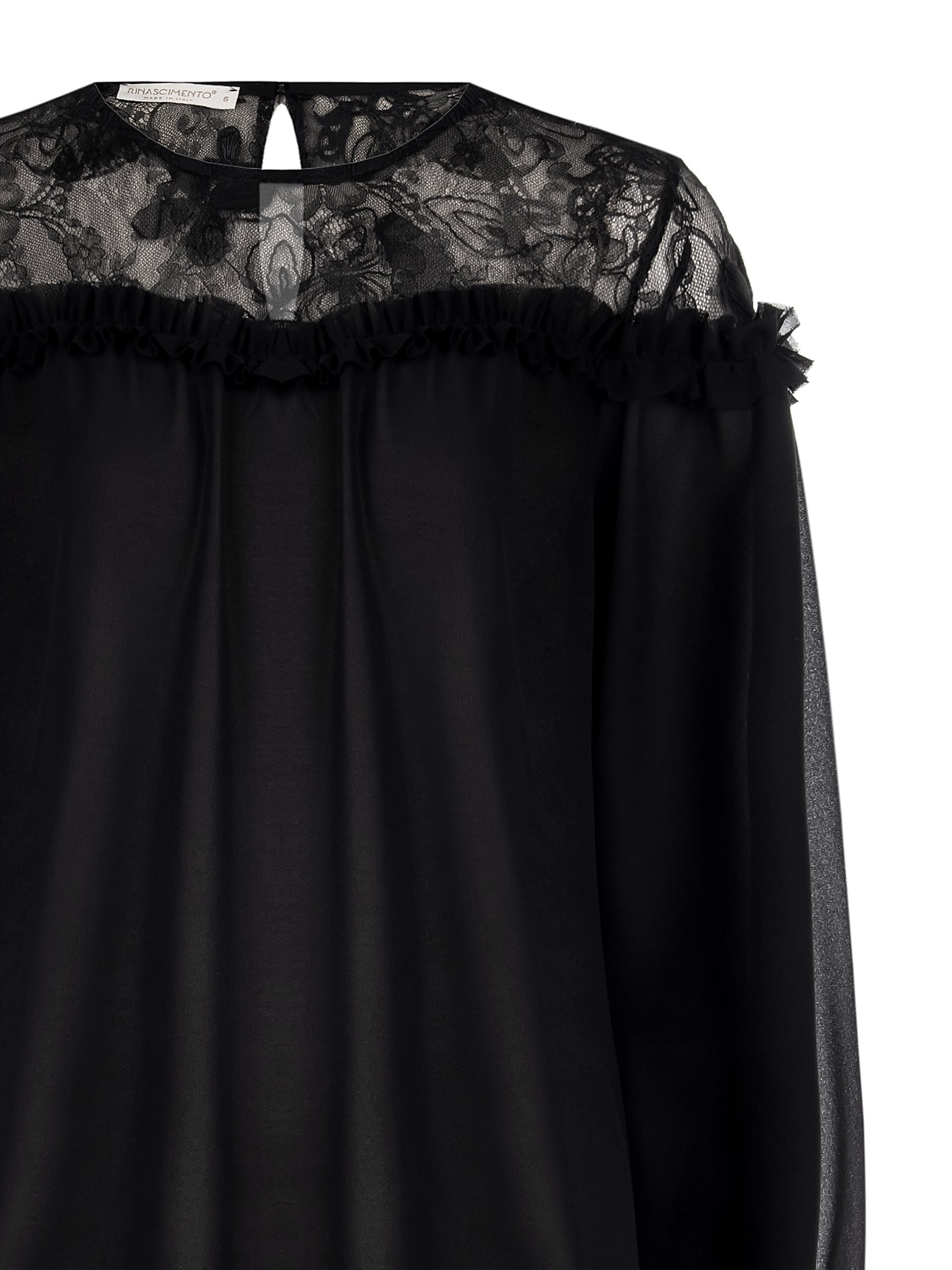 Blusa Ampia In Georgette Con Inserto In Pizzo Rinascimento