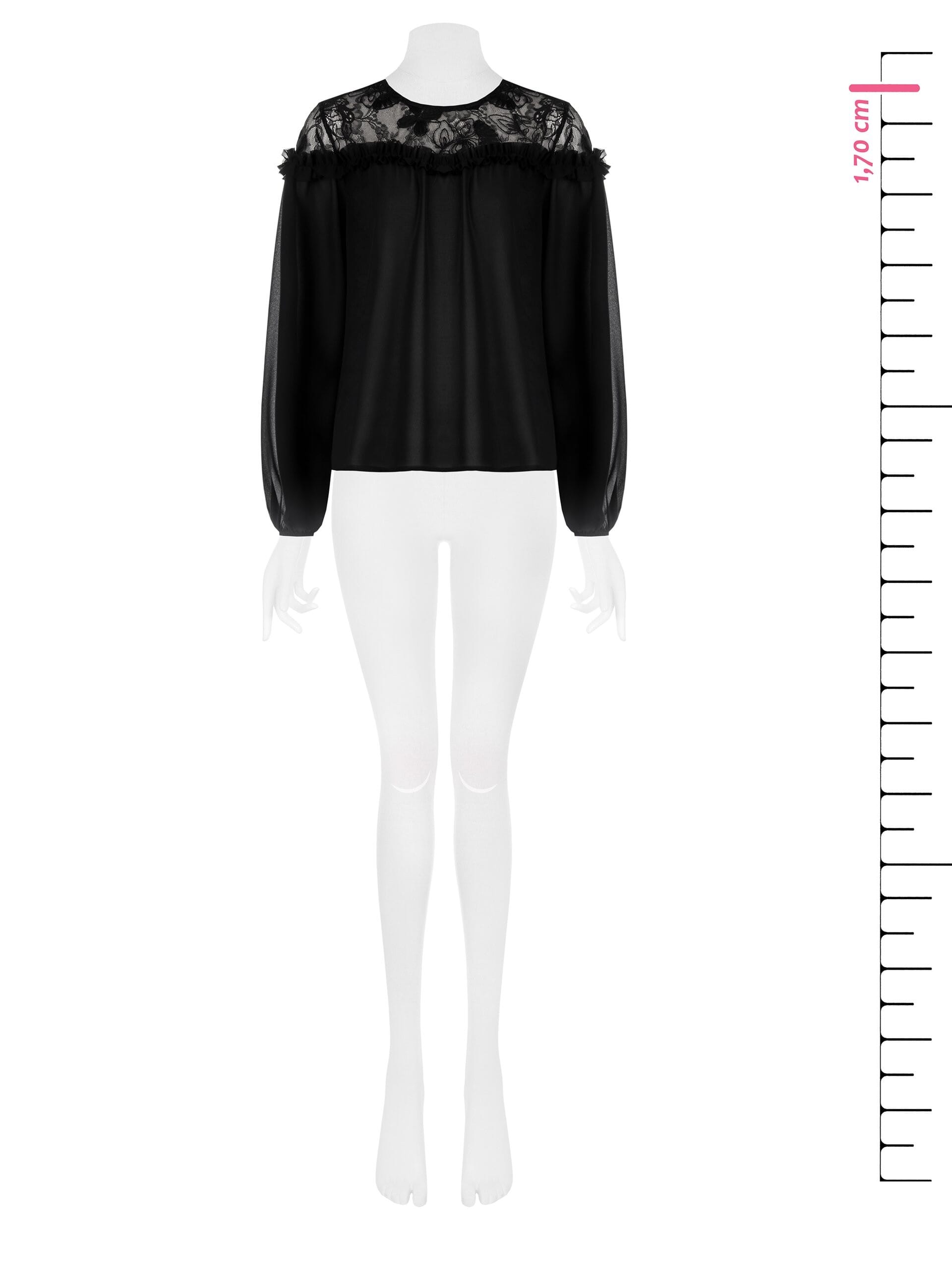 Blusa Ampia In Georgette Con Inserto In Pizzo Rinascimento