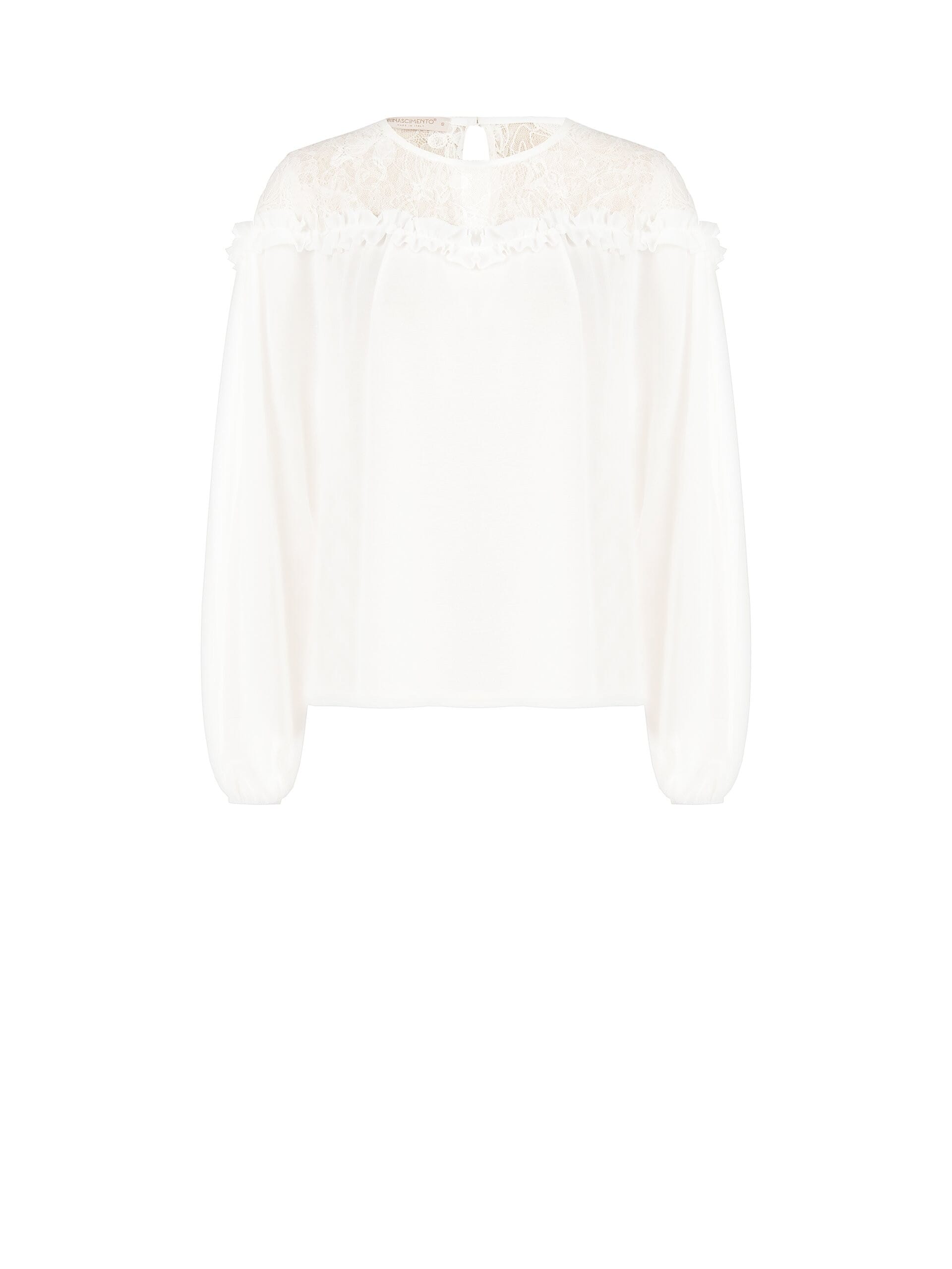 Blusa Ampia In Georgette Con Inserto In Pizzo Rinascimento