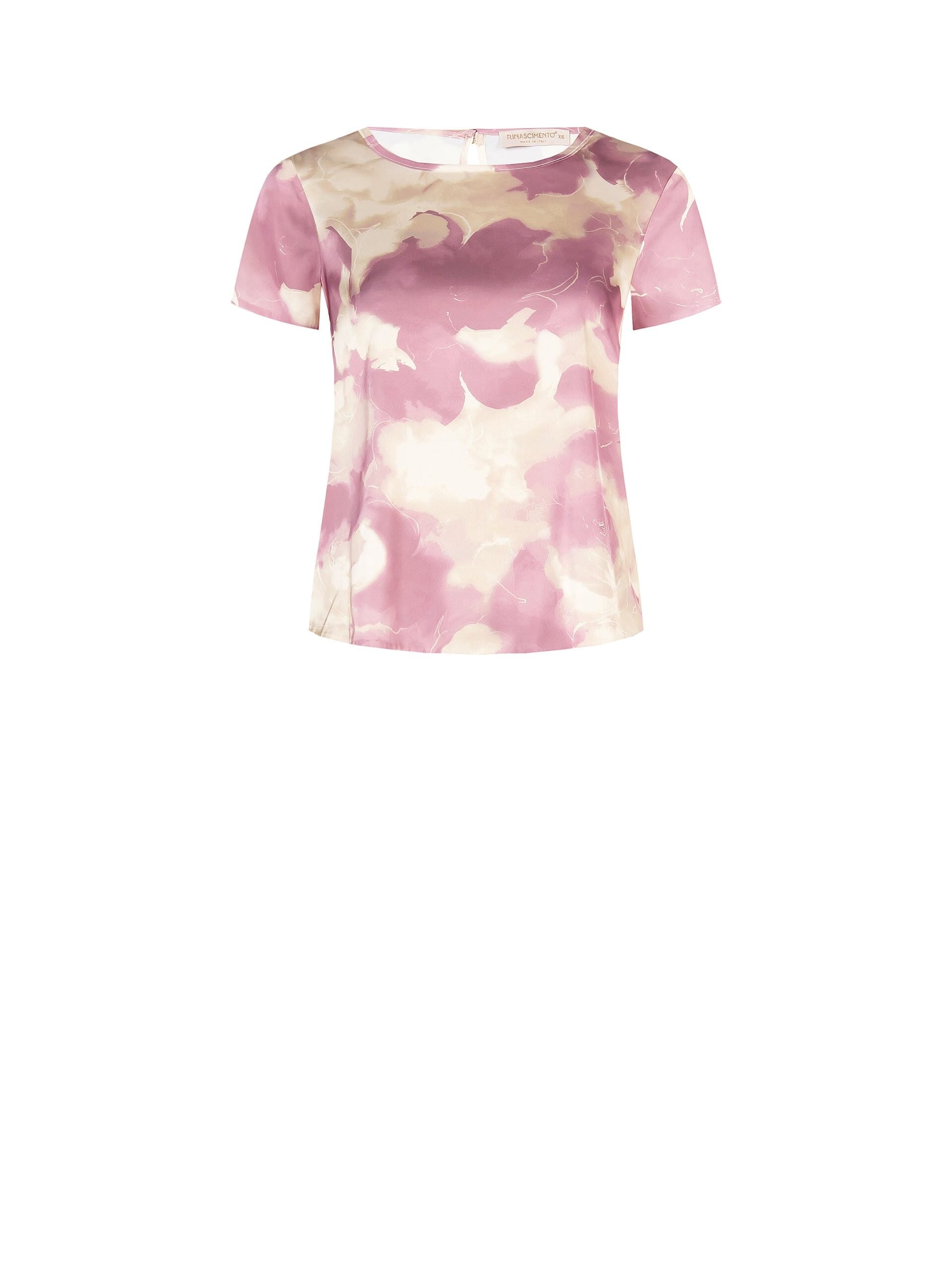 Rinascimento - Chemisier à manches courtes en satin à fleurs chatoyantes