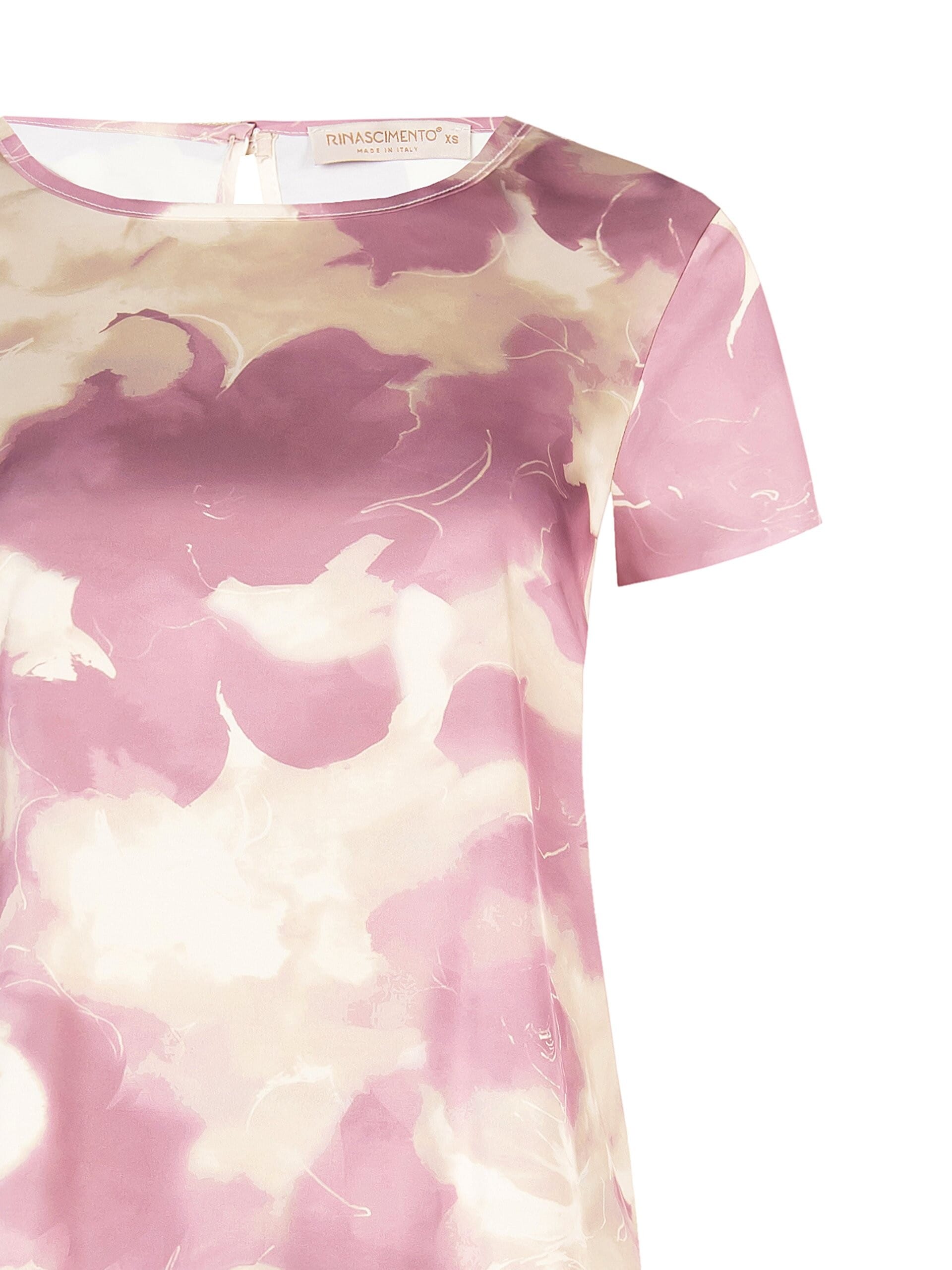 Rinascimento - Chemisier à manches courtes en satin à fleurs chatoyantes