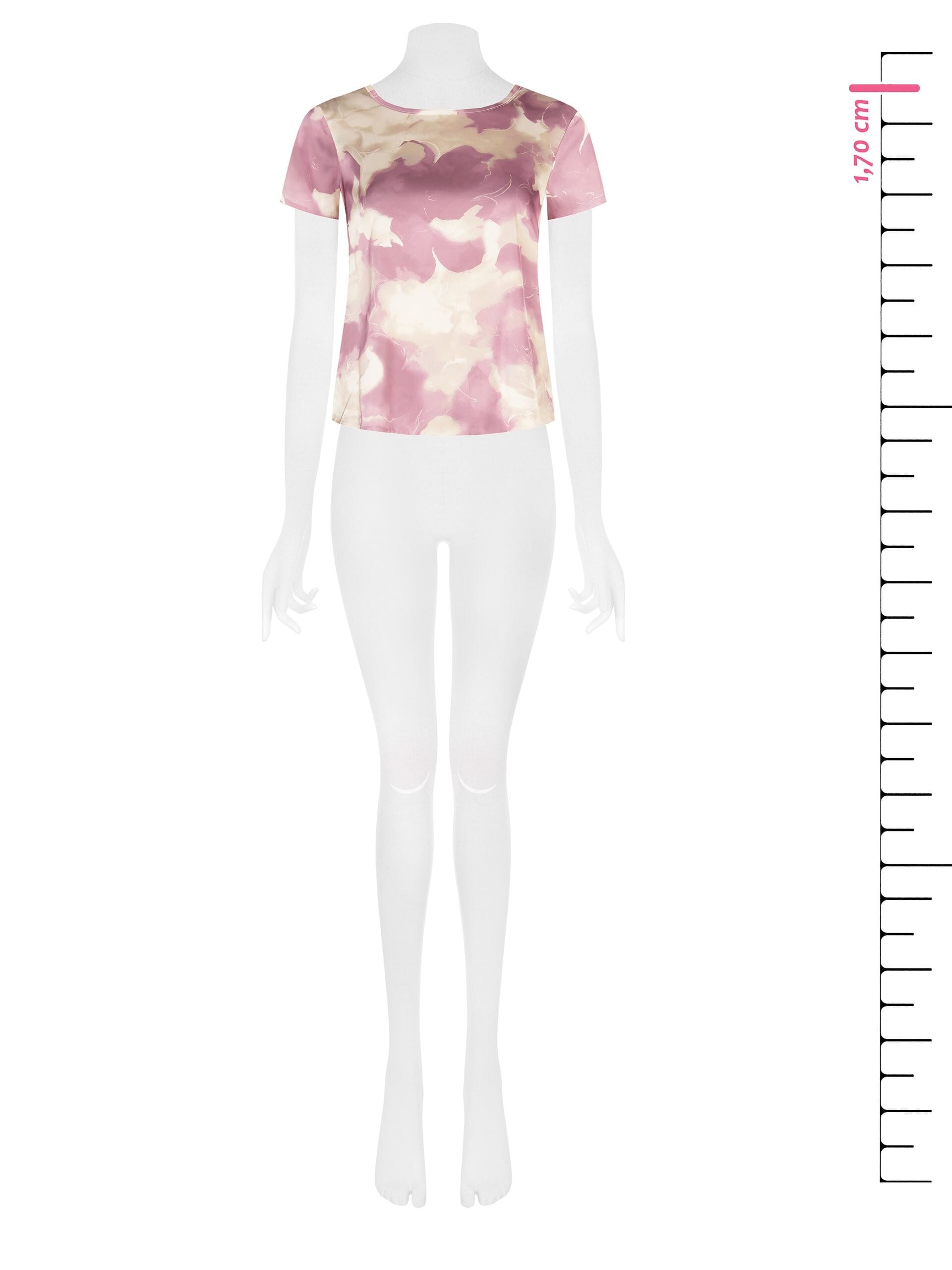 Rinascimento - Chemisier à manches courtes en satin à fleurs chatoyantes