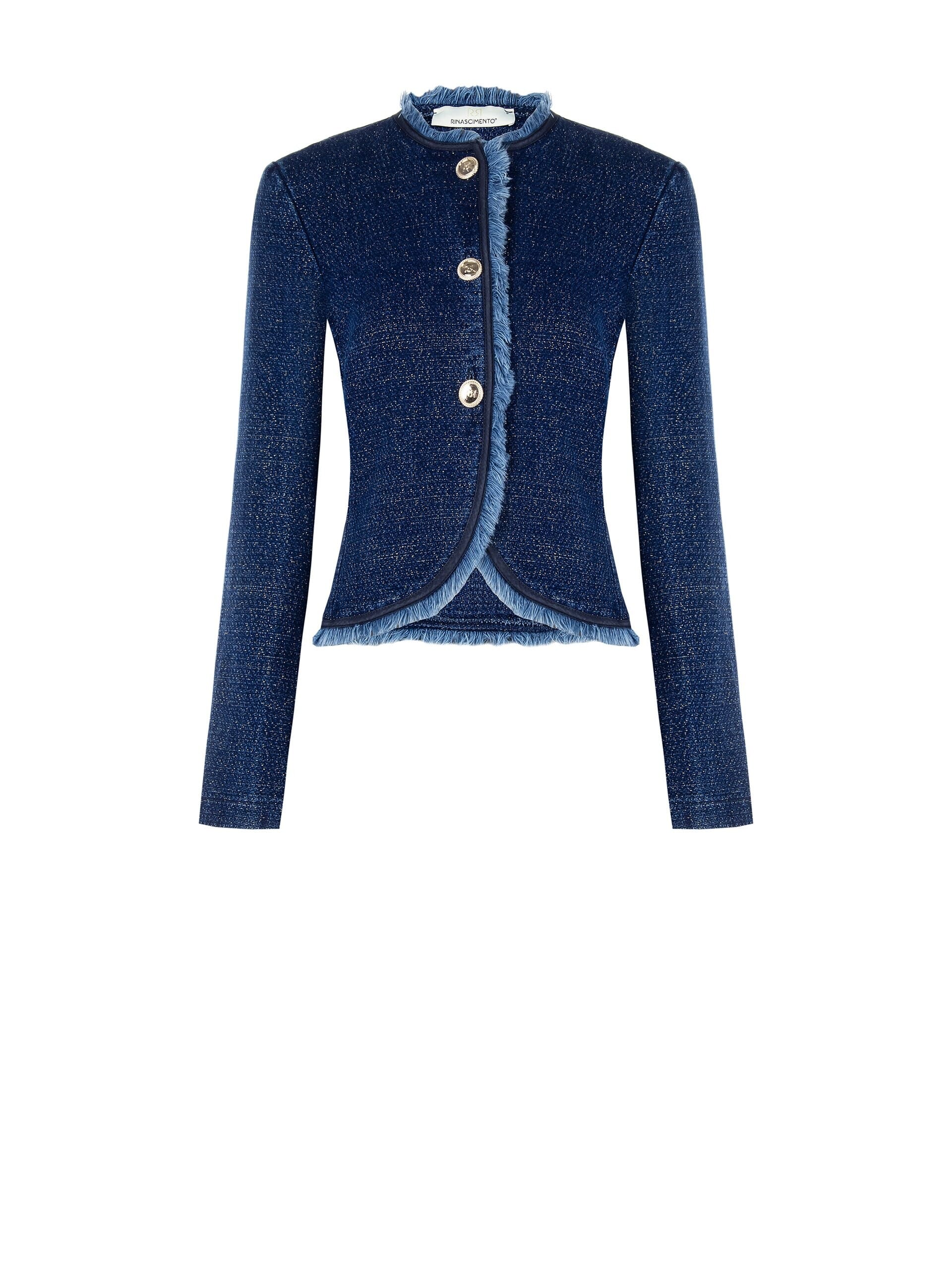 Fitted Cotton Jacket With Lurex And Logo Buttons Rinascimento