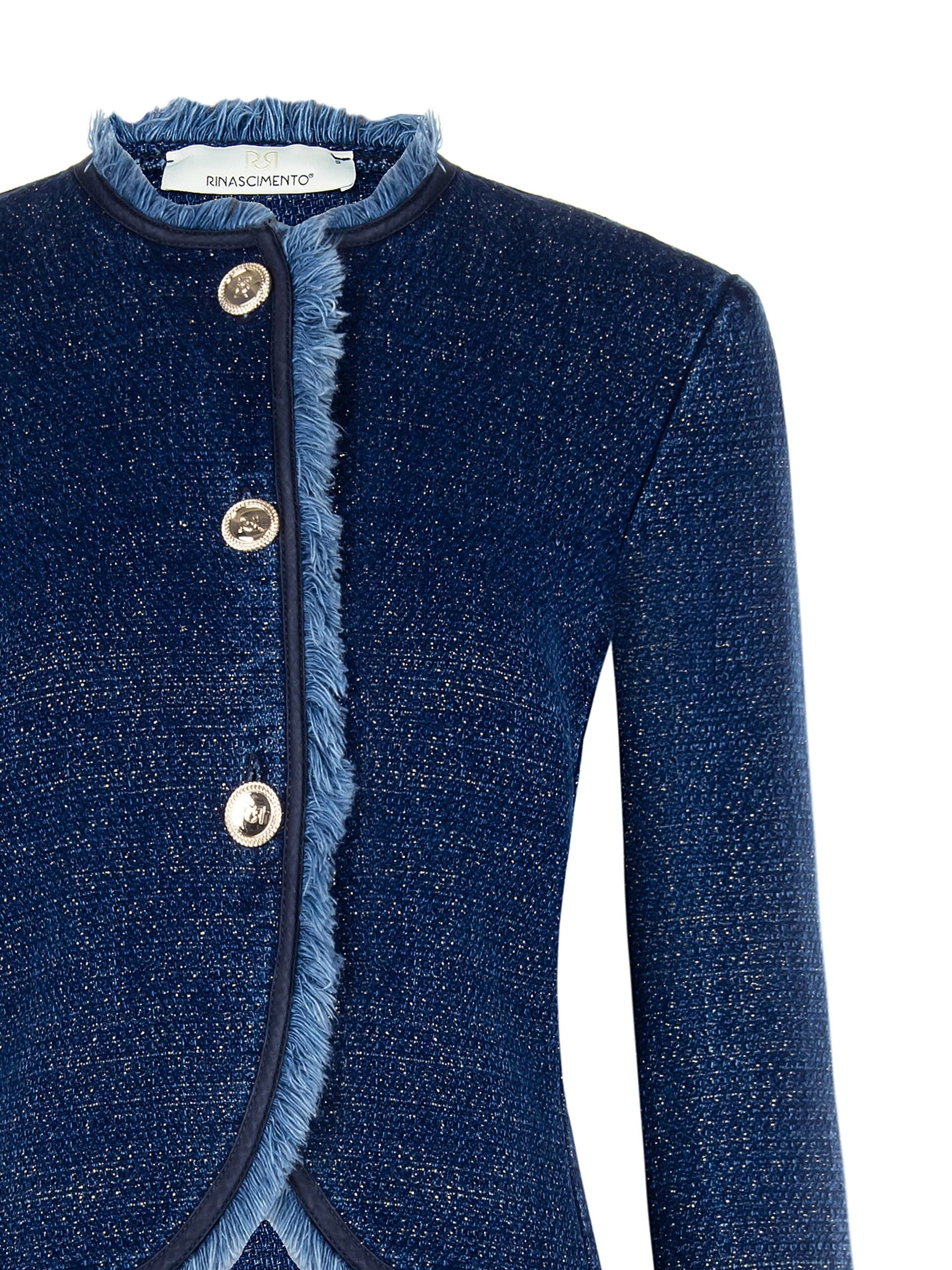 Fitted Cotton Jacket With Lurex And Logo Buttons Rinascimento