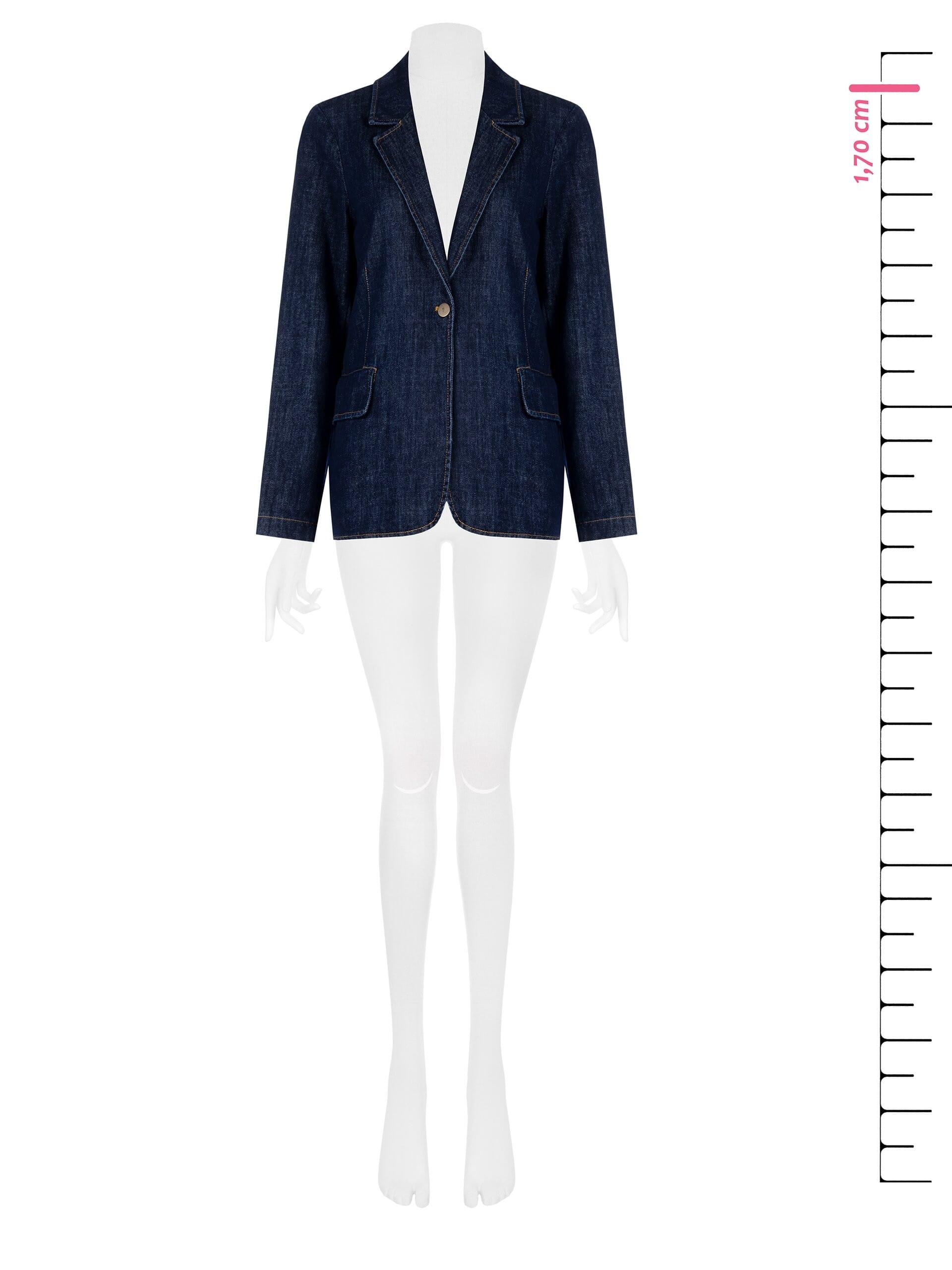 Giacca Blazer Sfiancata In Denim Con Tasche Rinascimento