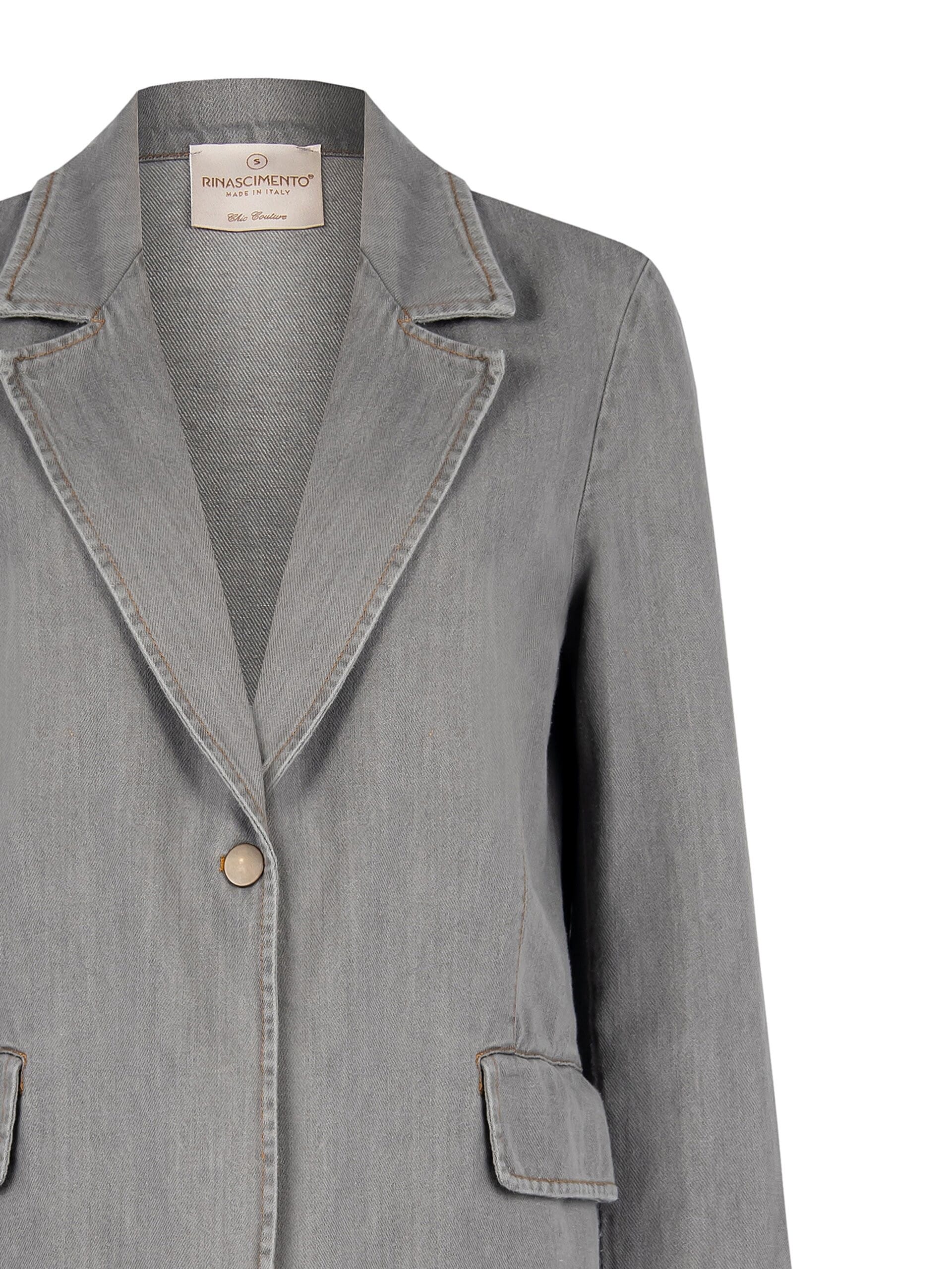 Giacca Blazer Sfiancata In Denim Con Tasche Rinascimento