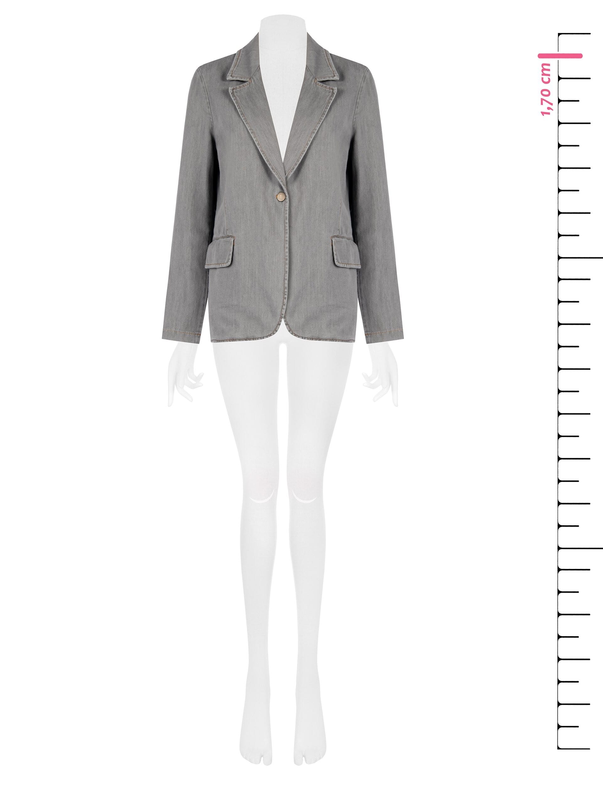 Giacca Blazer Sfiancata In Denim Con Tasche Rinascimento