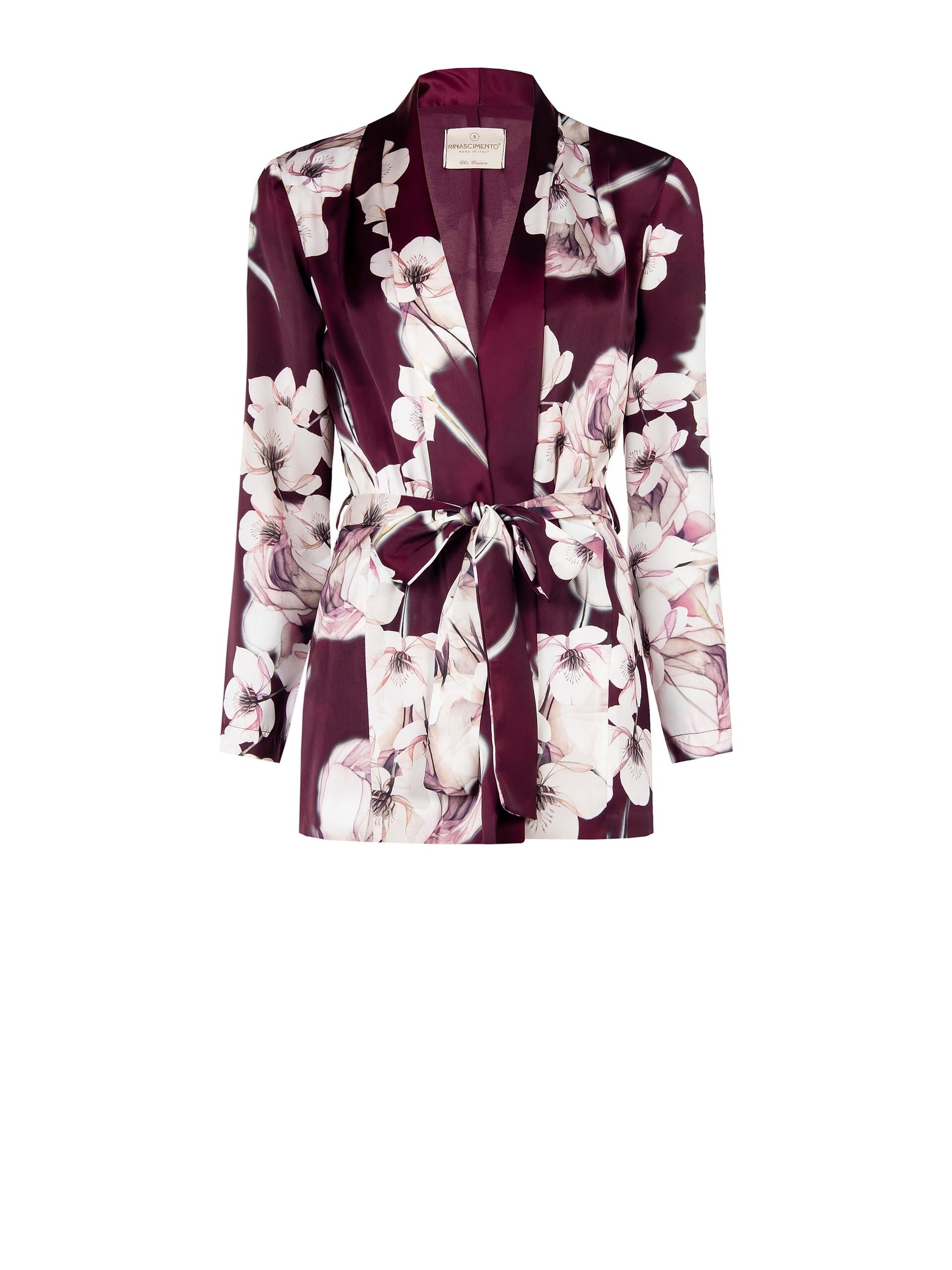 Giacca Kimono In Raso Con Cintura Coordinata E Spalline Rinascimento