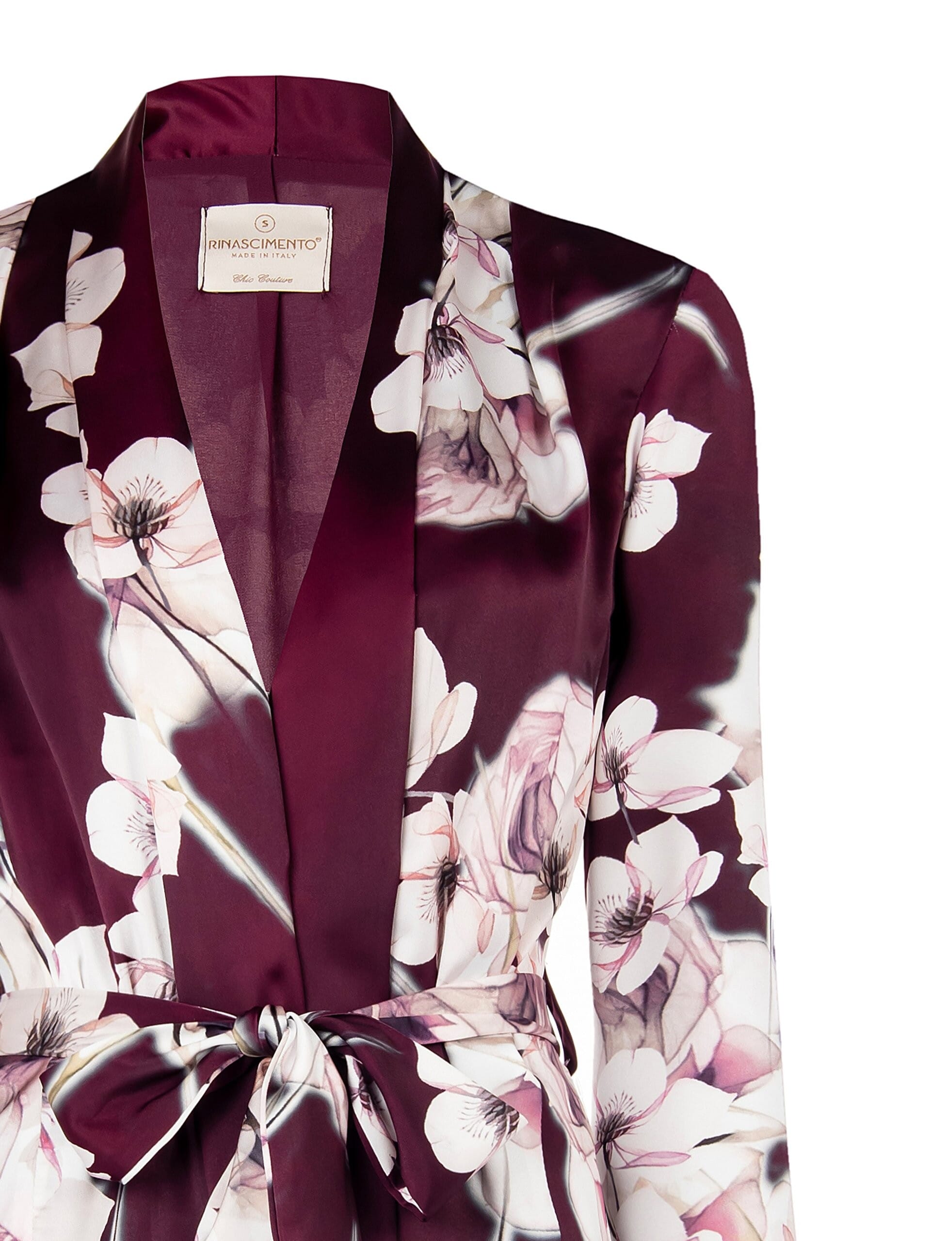 Giacca Kimono In Raso Con Cintura Coordinata E Spalline Rinascimento