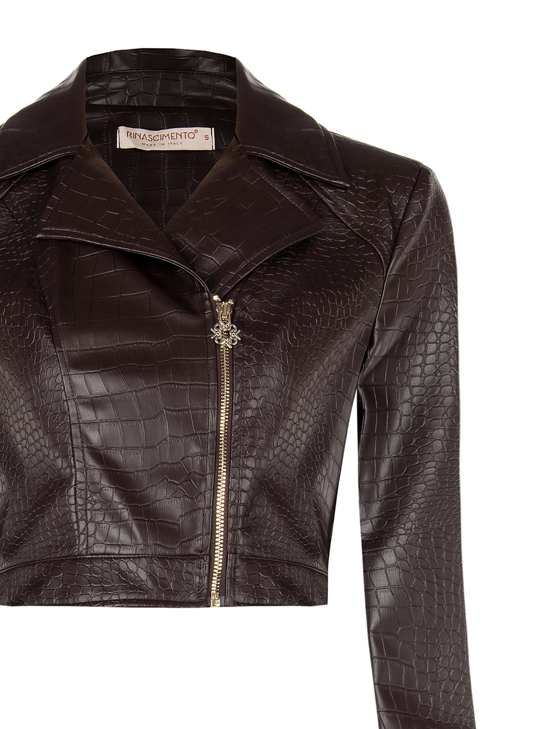 Giubbotto Chiodo Corto In Similpelle Cocco Rinascimento