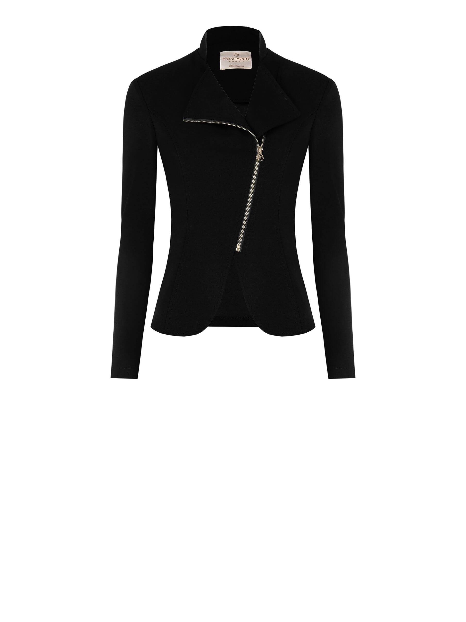 Giacca Sfiancata In Scuba Crepe Con Zip Logo Rinascimento