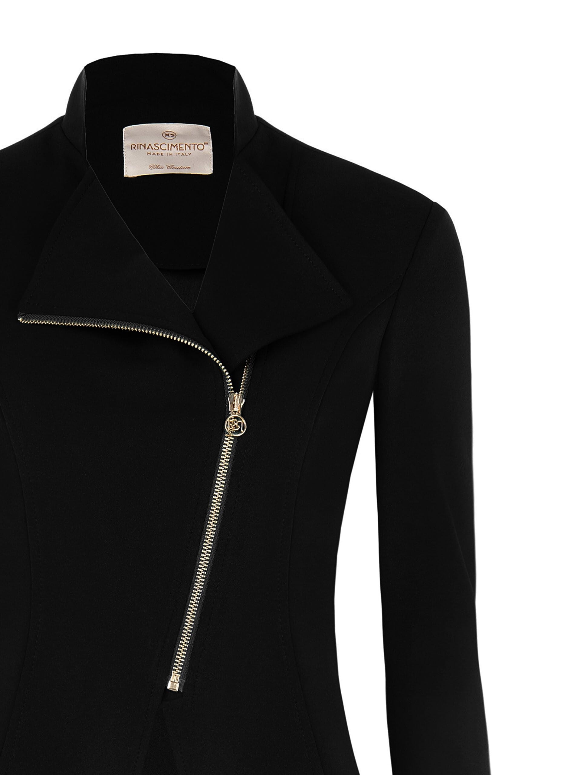 Giacca Sfiancata In Scuba Crepe Con Zip Logo Rinascimento