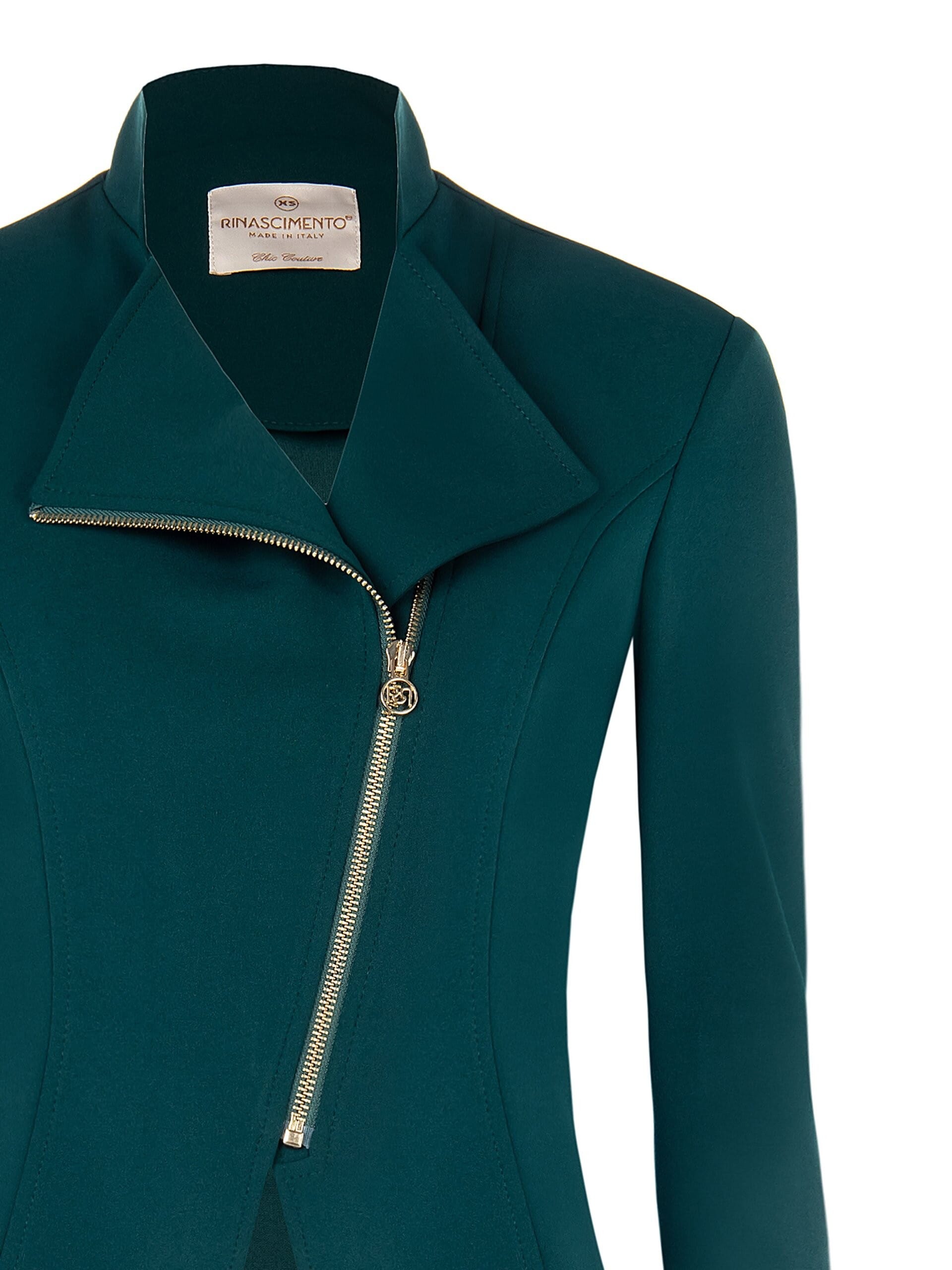 Giacca Sfiancata In Scuba Crepe Con Zip Logo Rinascimento