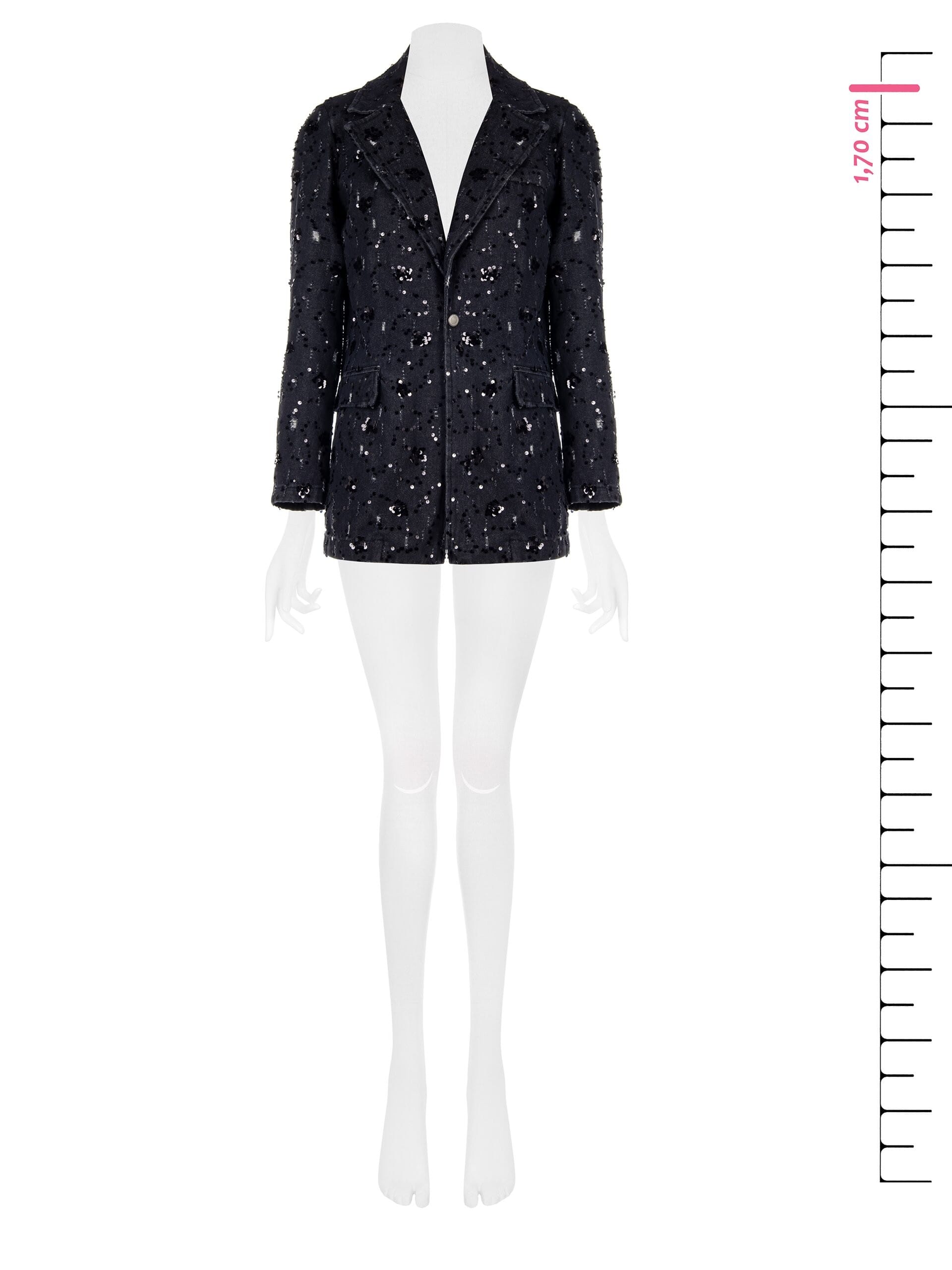 Giacca Blazer Sfiancata In Denim Con Strappi E Paillettes Rinascimento