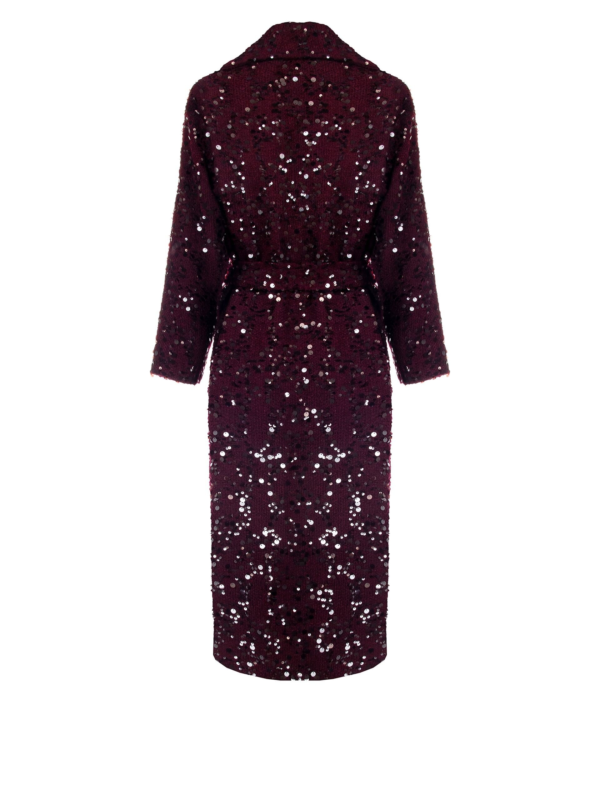 Cappotto Lungo Spolverino Ricoperto Di Strass Grandi Con Cintura Coordinata Rinascimento