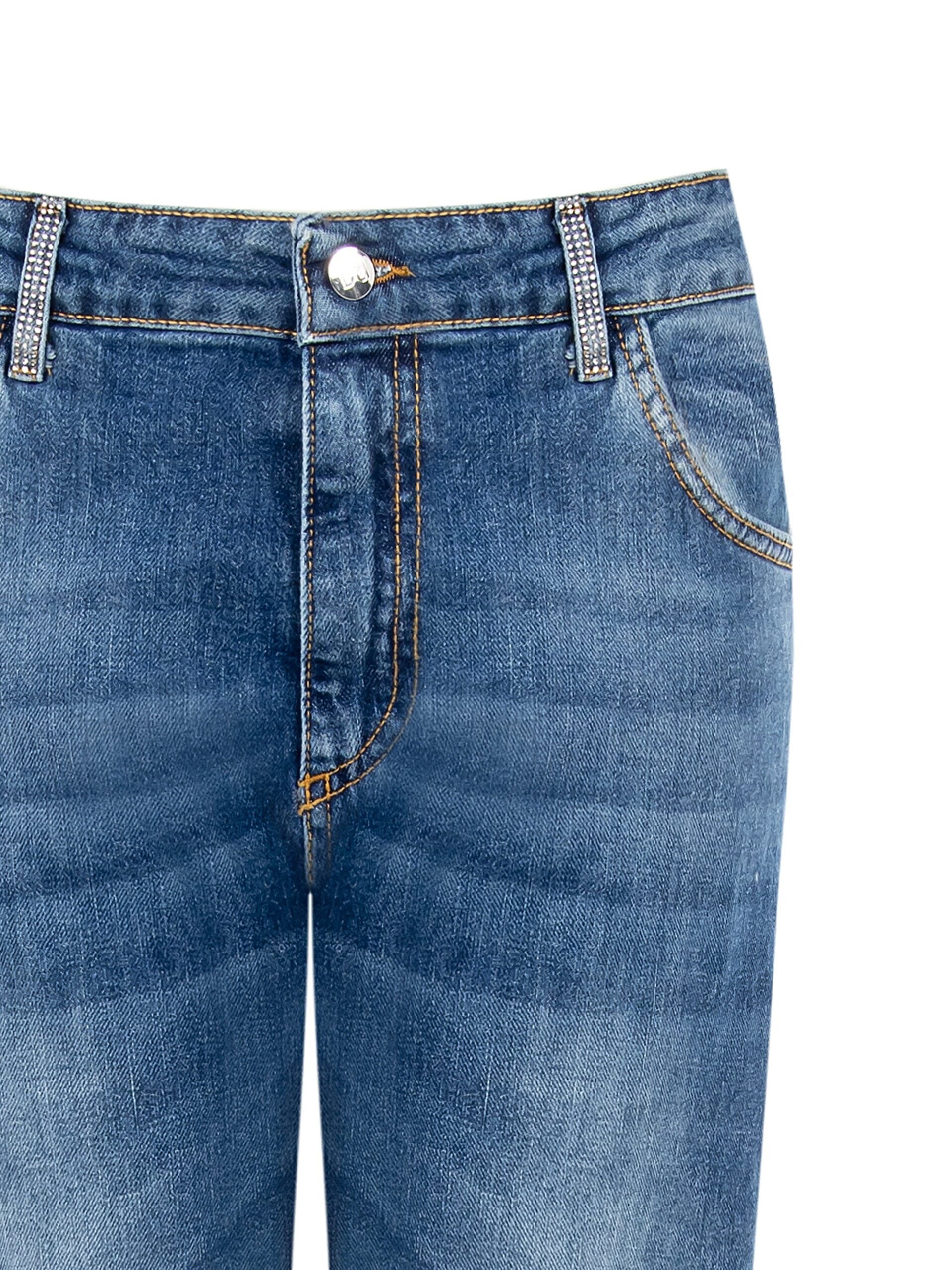 Jean droit avec revers et strass Rinascimento