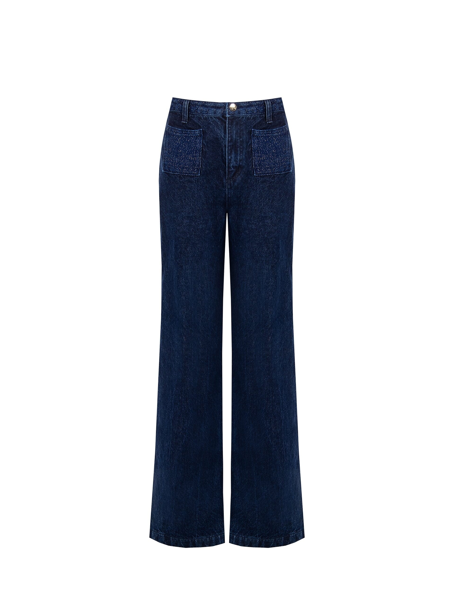 Jeans Wide Leg Con Tasche Frontali E Lurex Rinascimento