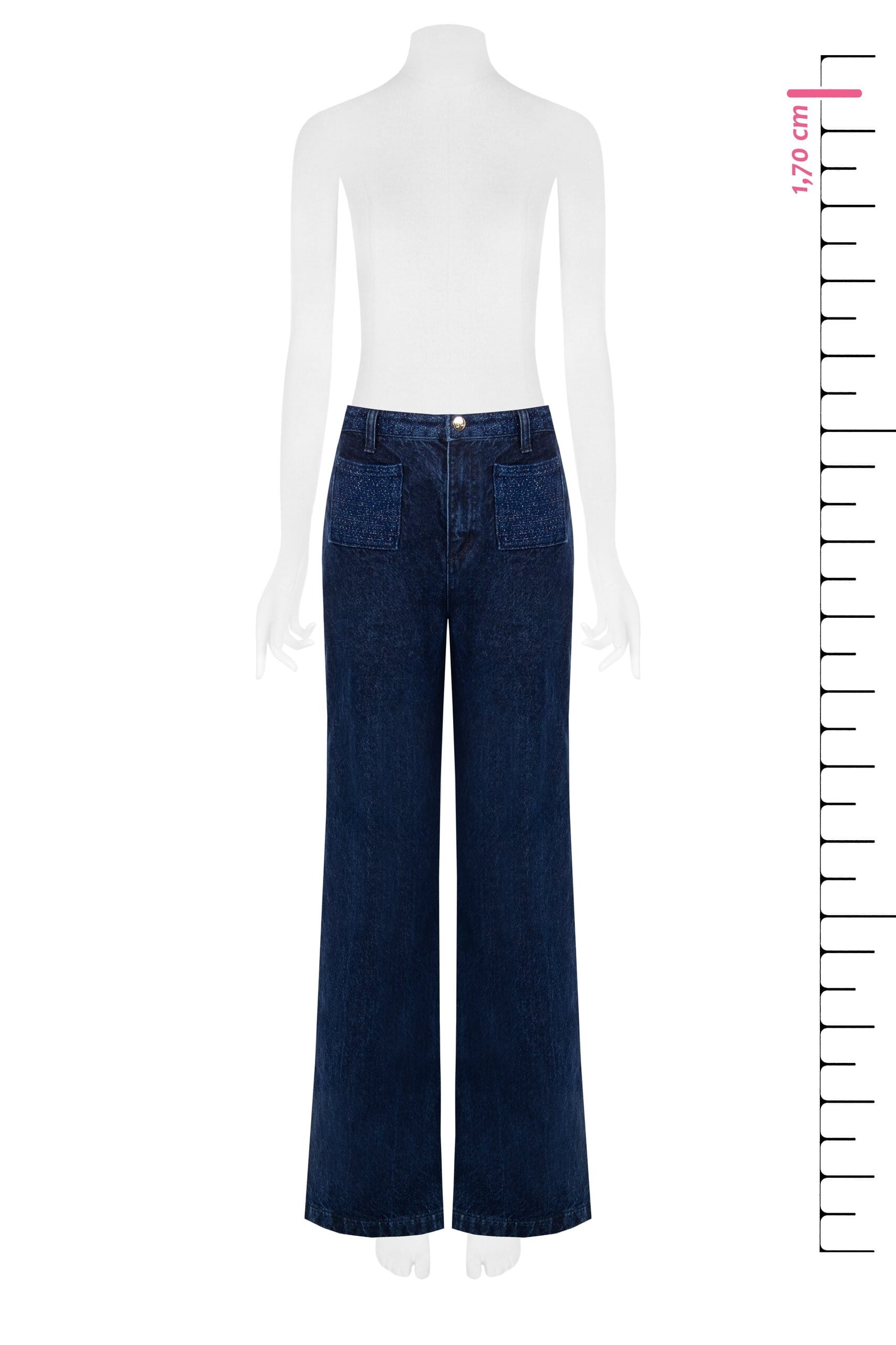 Jeans Wide Leg Con Tasche Frontali E Lurex Rinascimento