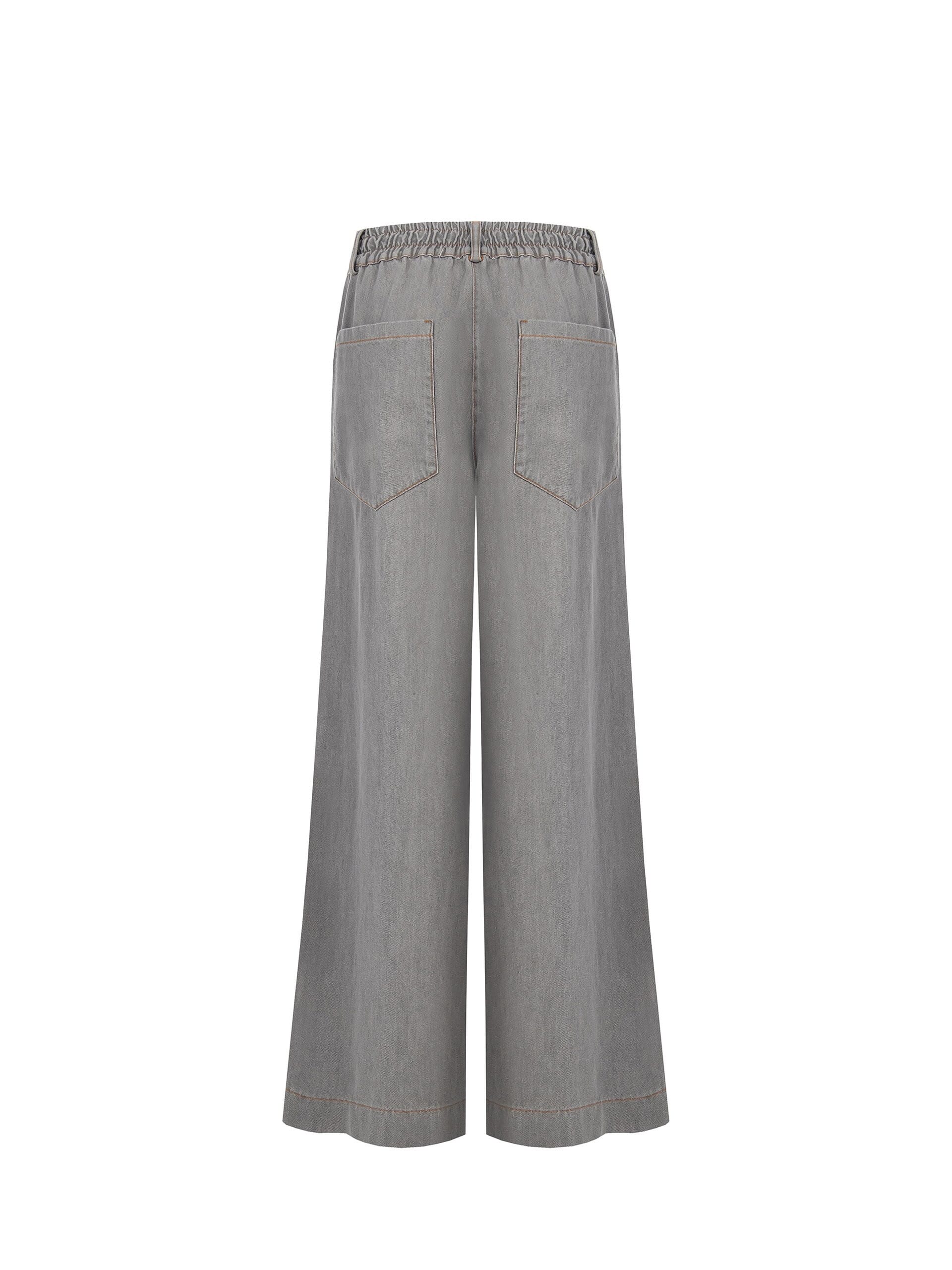 Pantalon palazzo en denim avec ceinture élastiquée Rinascimento