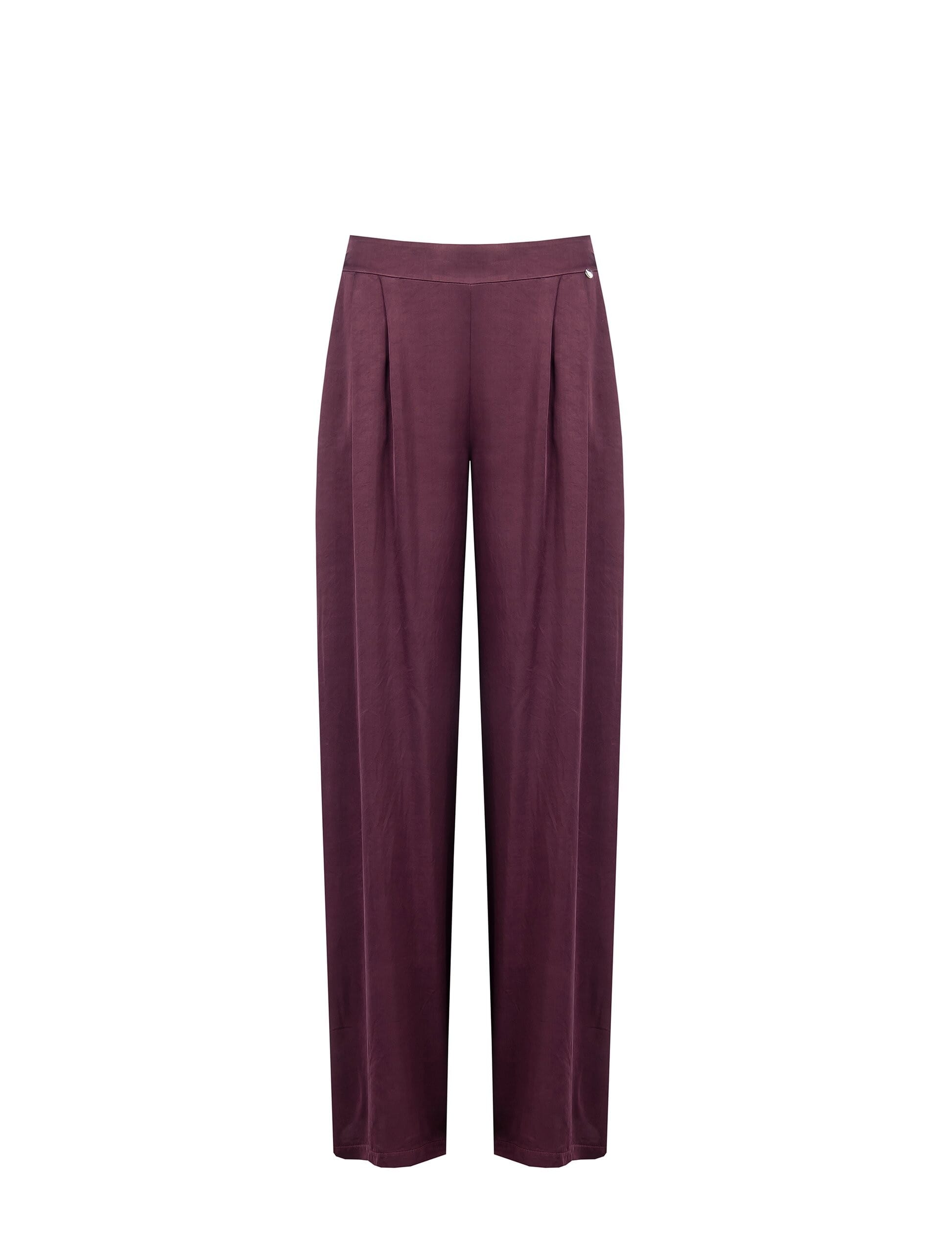 Satin Palazzo Trousers With Elastic Back And Pockets Rinascimento